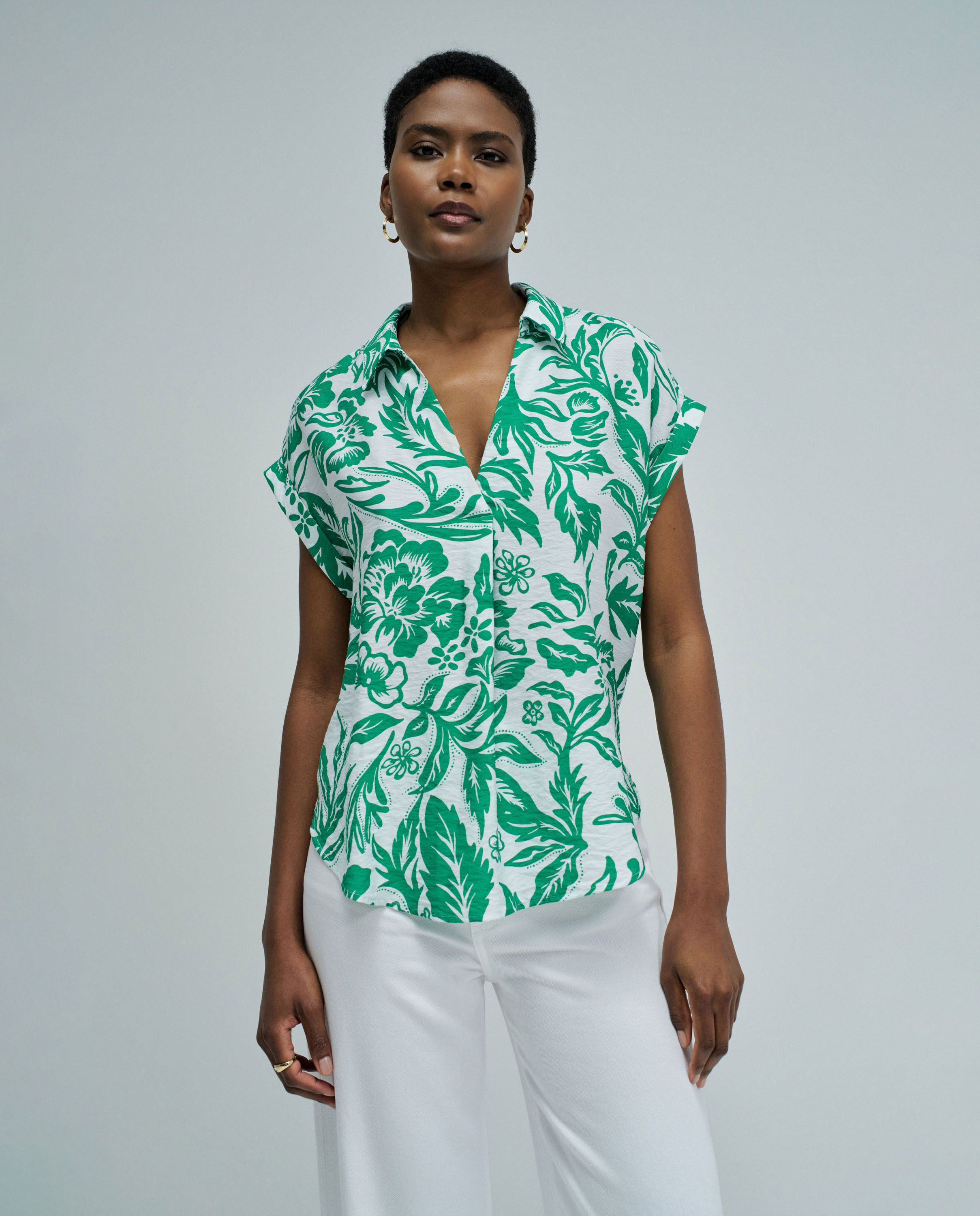 Camisa com Padrão Branco-1