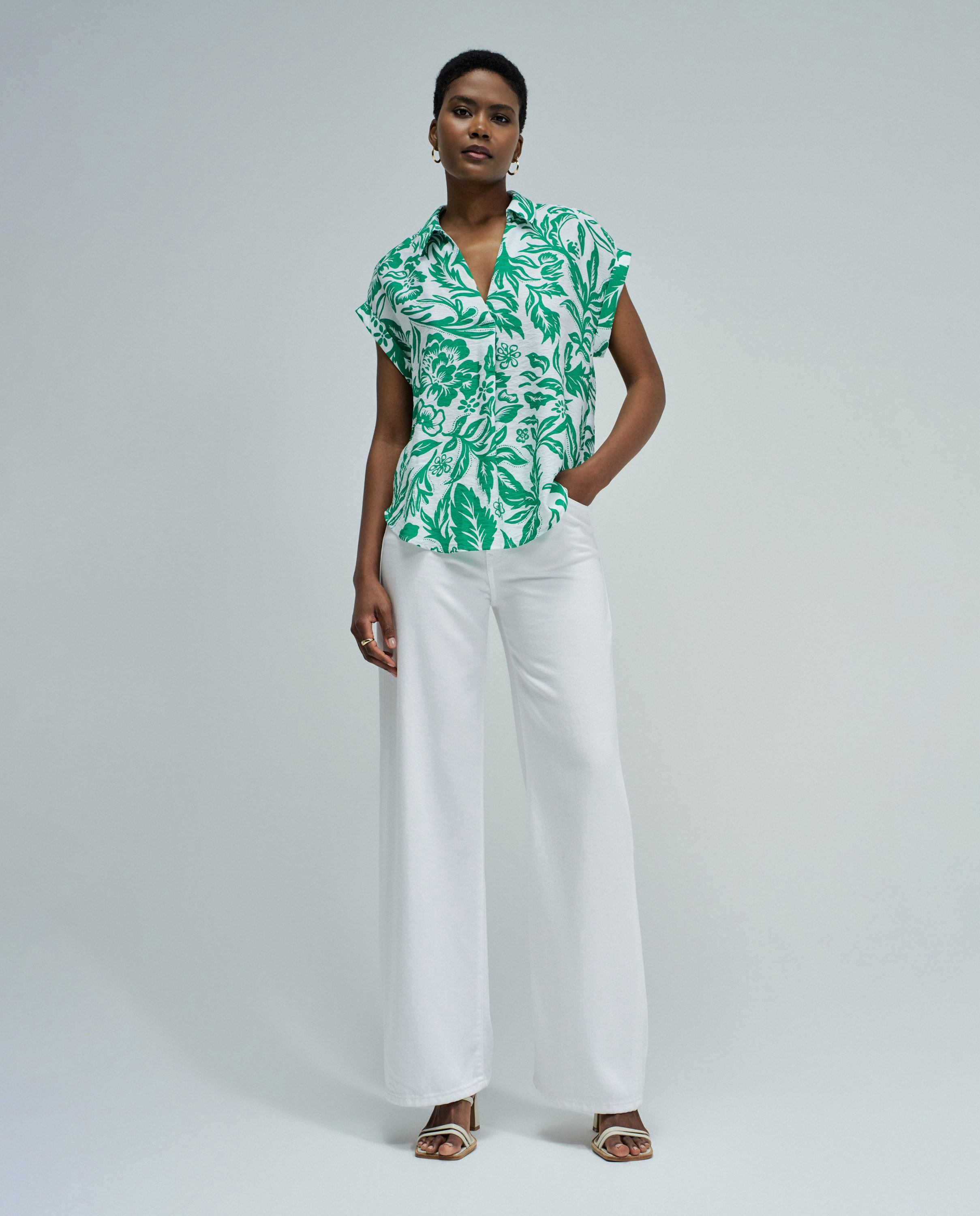 Camisa com Padrão Branco-5