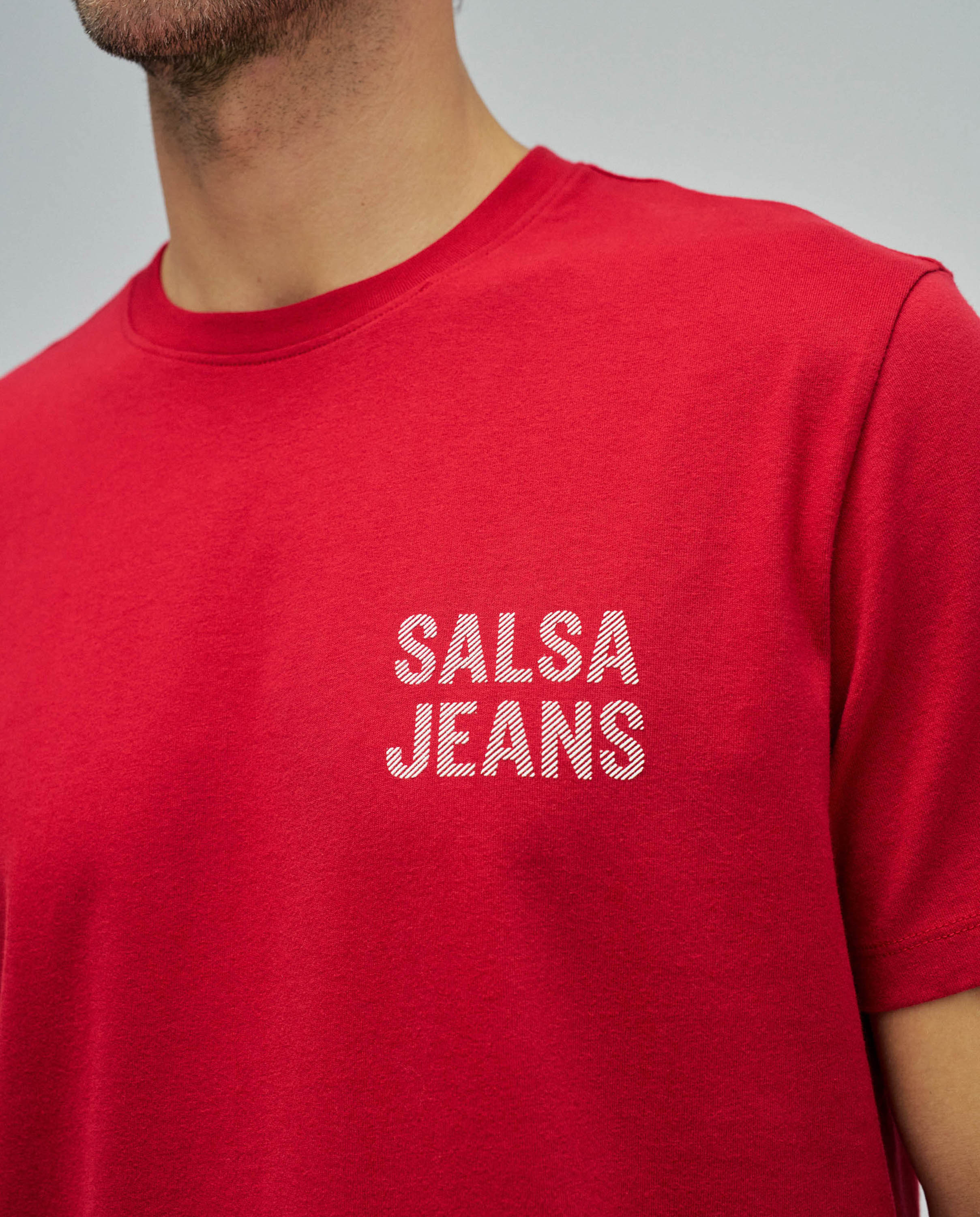 T-shirt de Manga Curta com Branding Vermelho-4