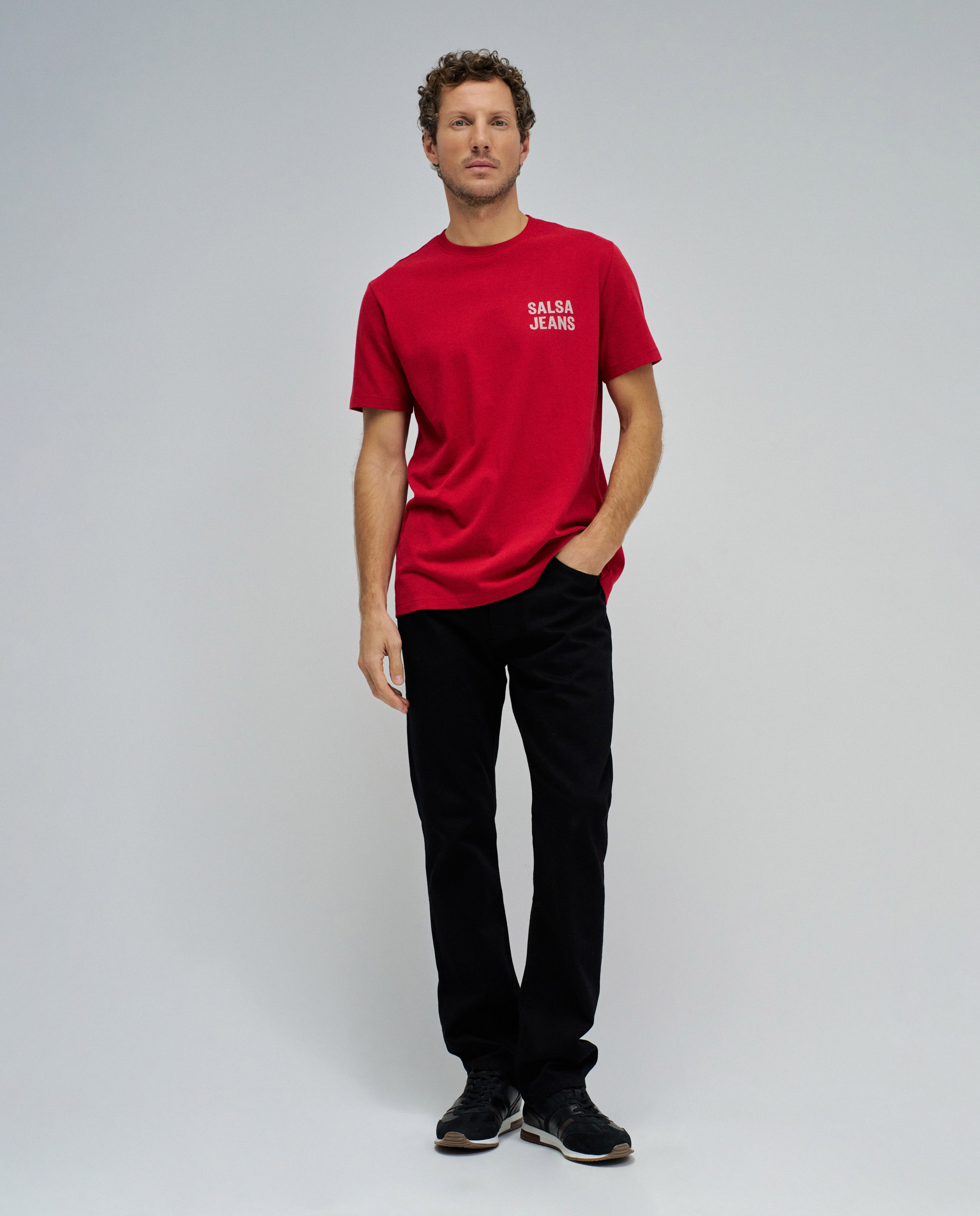 T-shirt de Manga Curta com Branding Vermelho-5