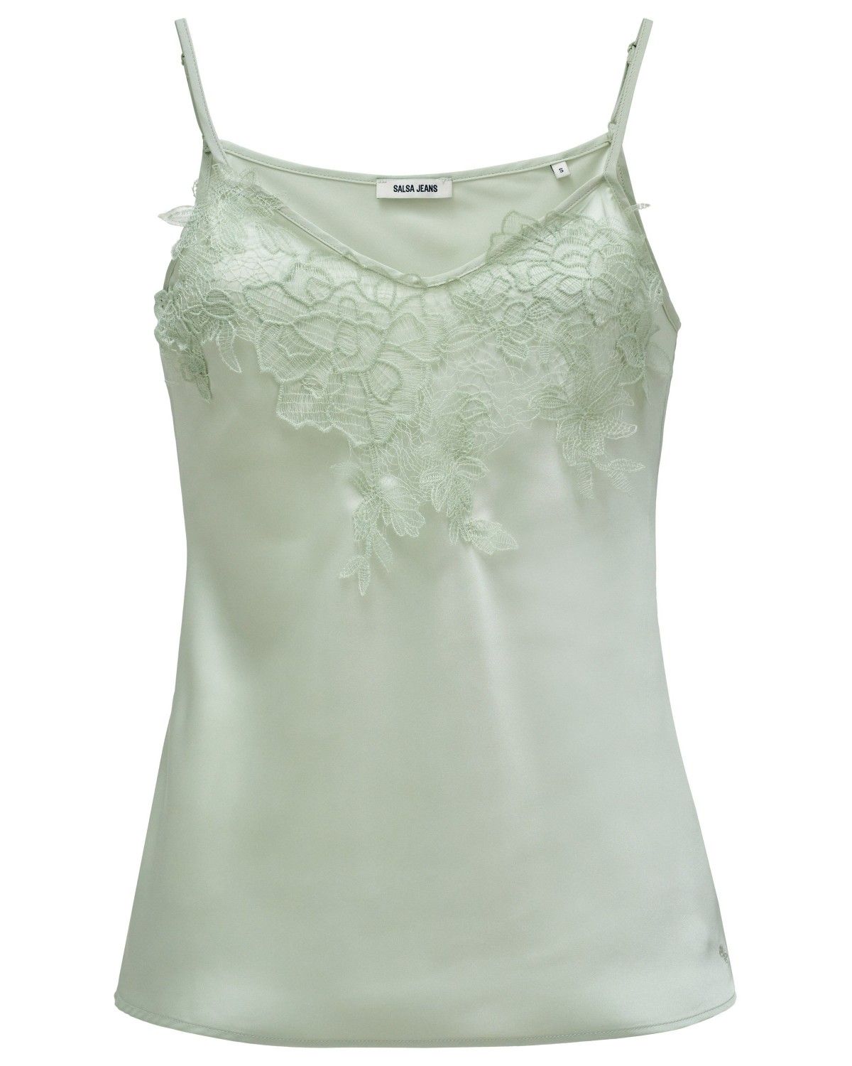 Top Acetinado com Renda Verde-6