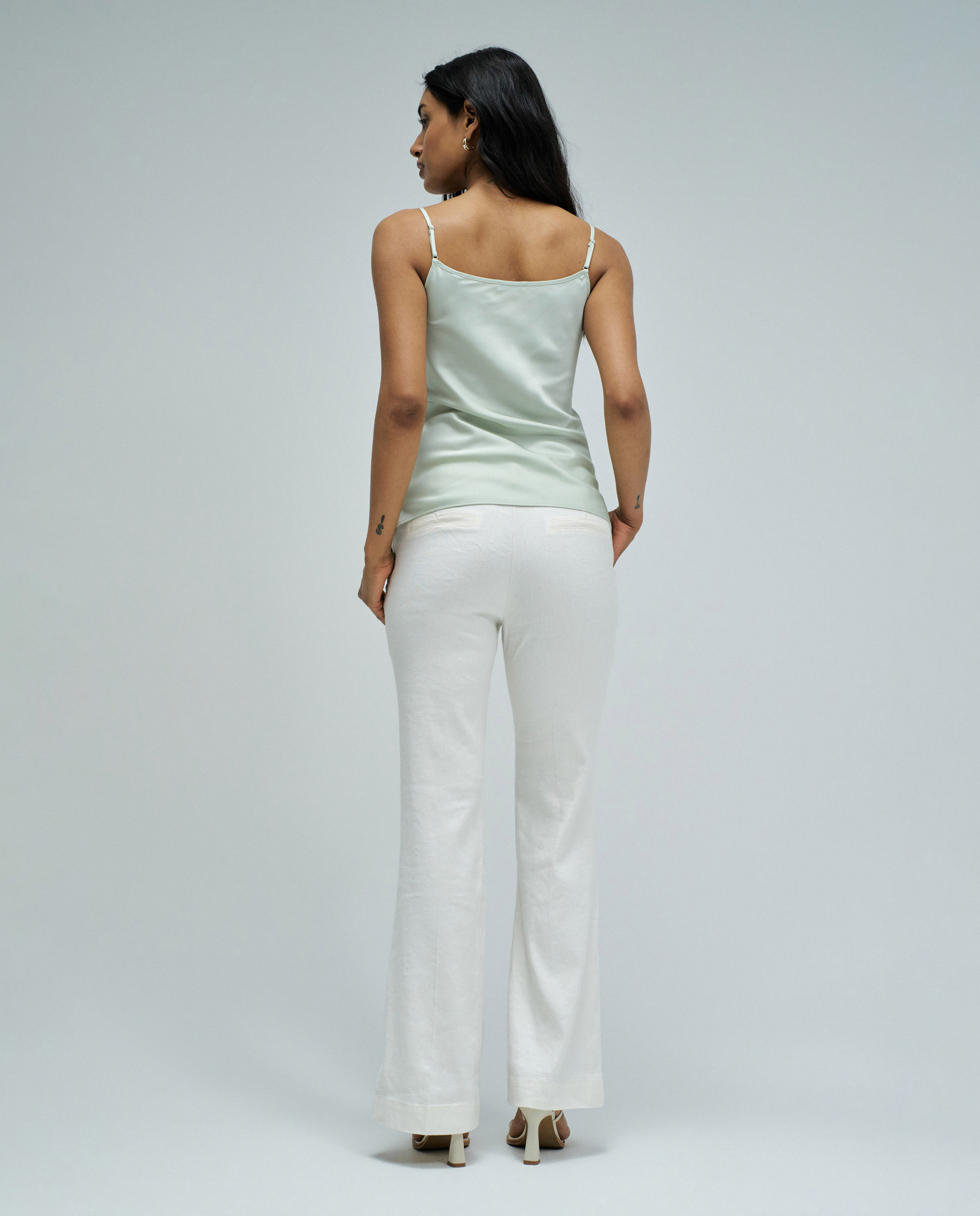 Top Acetinado com Renda Verde-3