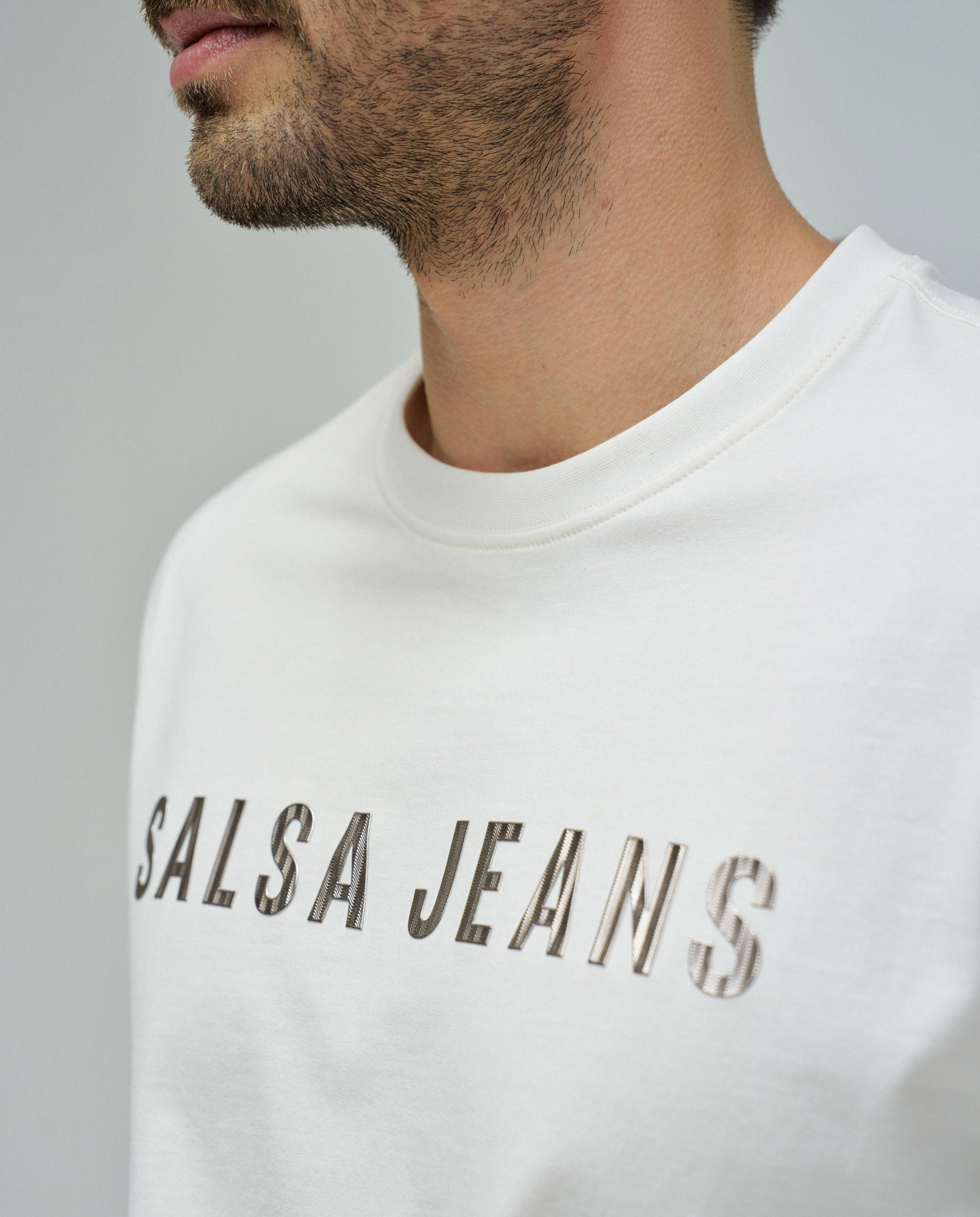 T-shirt com Branding de Ajuste Regular Branco-4