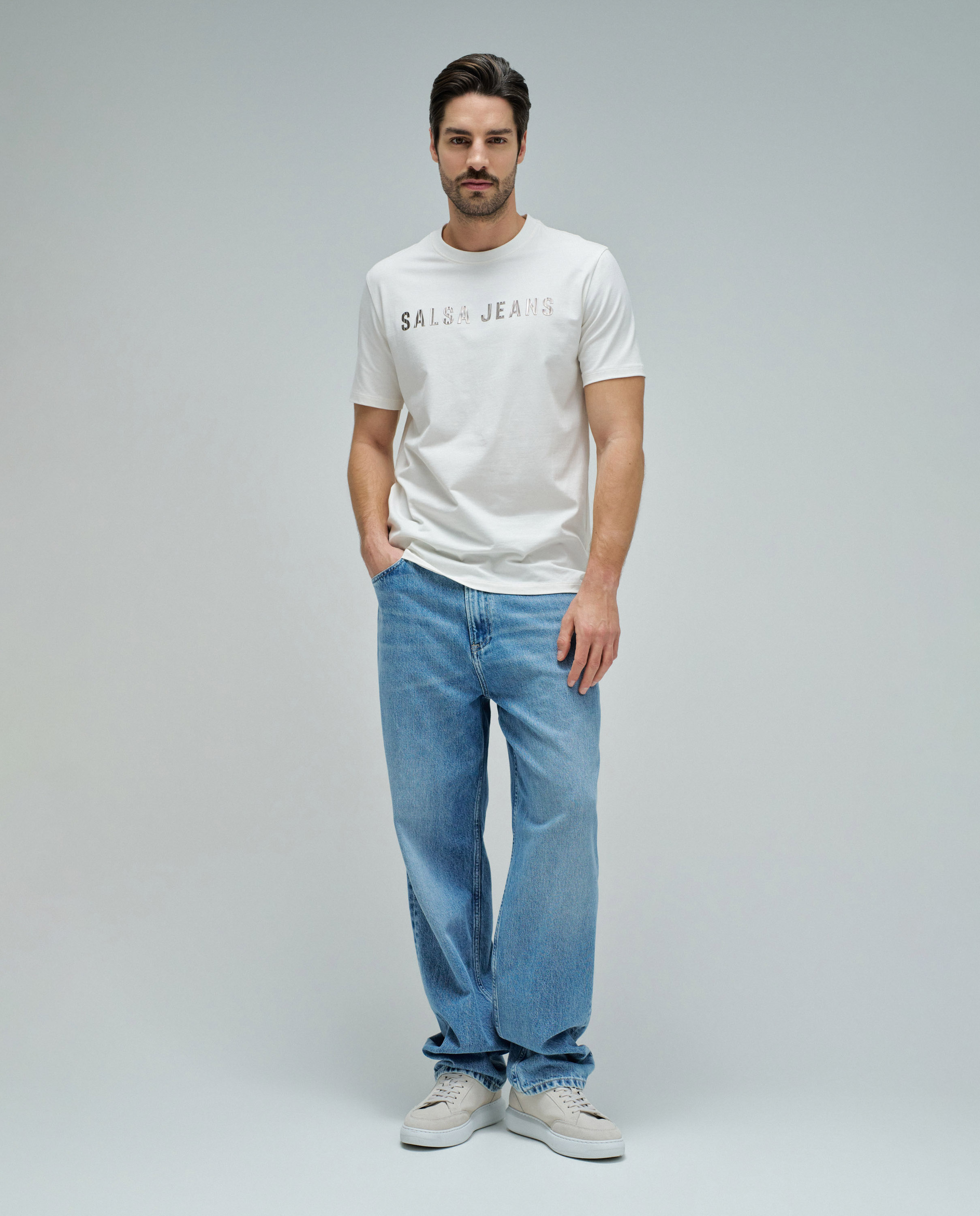 T-shirt com Branding de Ajuste Regular Branco-5