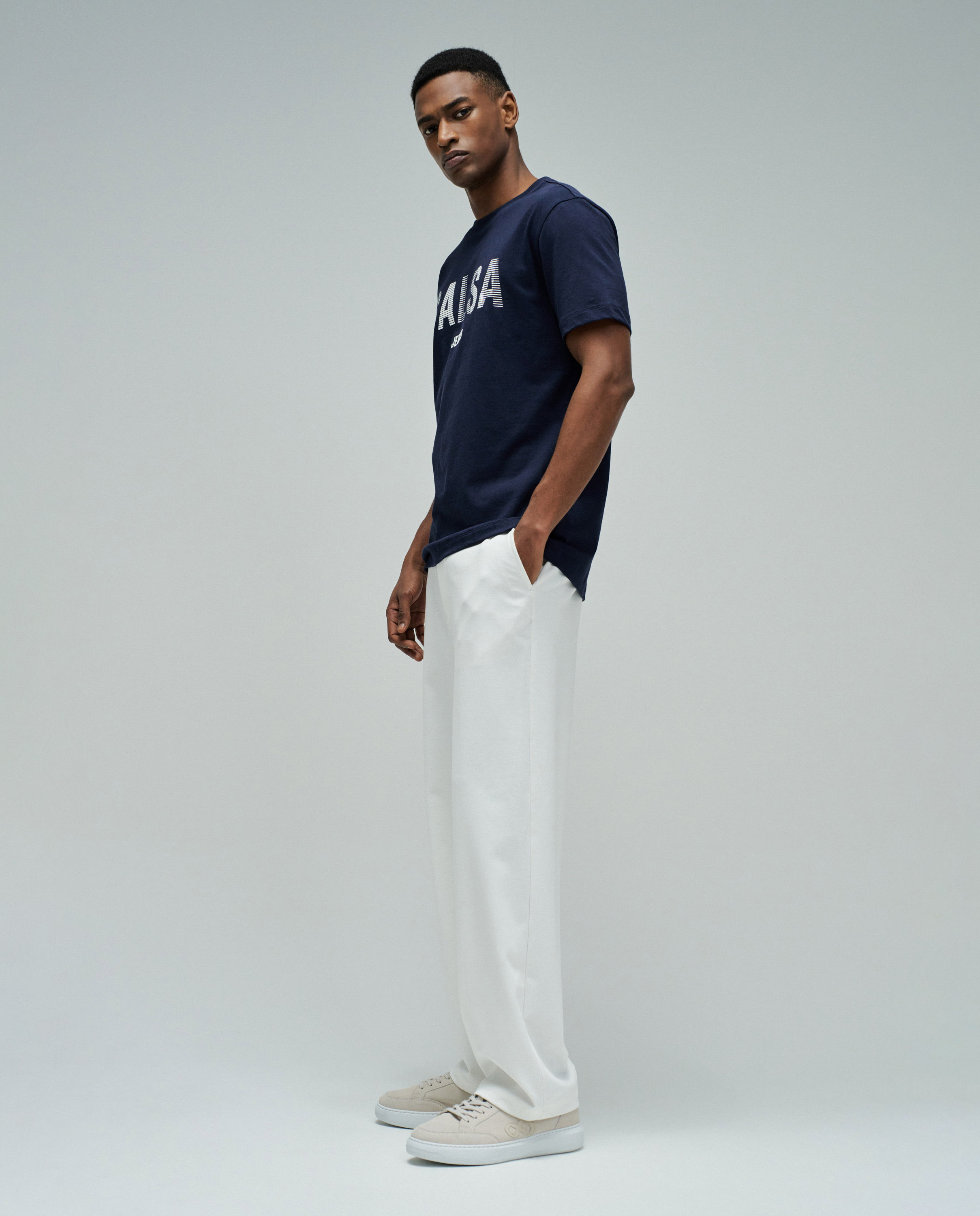 T-shirt de Manga Curta com Branding Slim Fit Azul-marinho-2