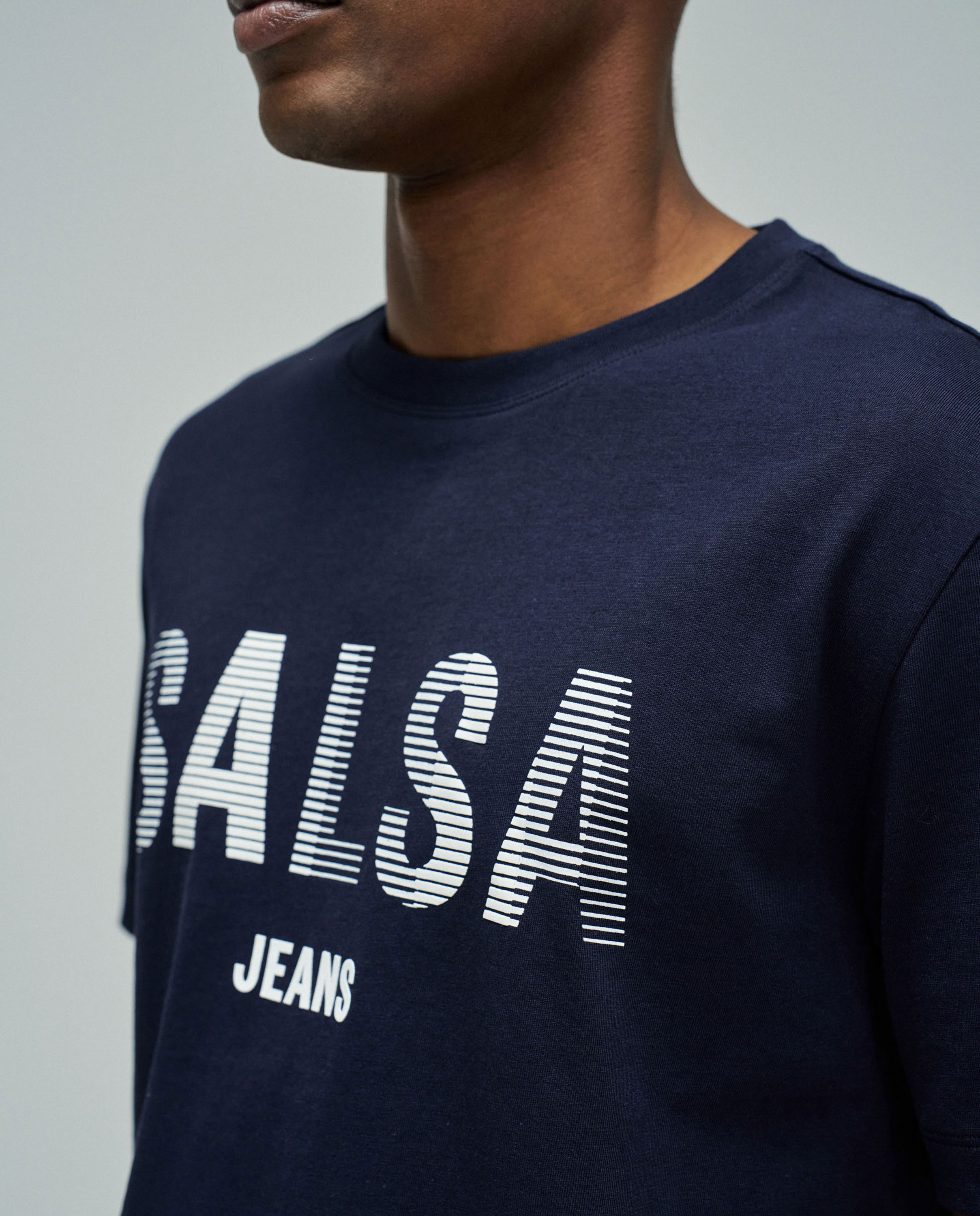 T-shirt de Manga Curta com Branding Slim Fit Azul-marinho-4