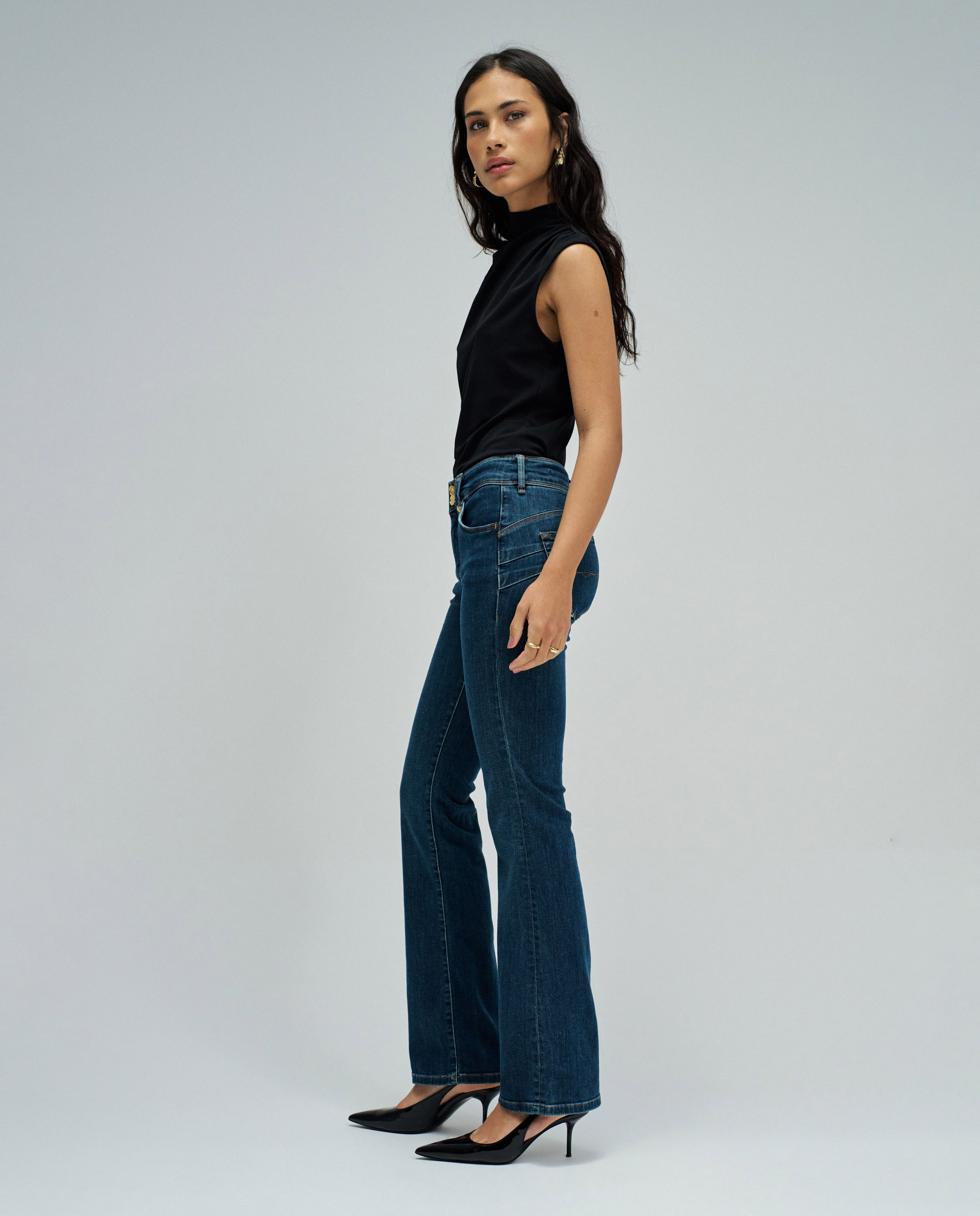 Jeans À Boca de Sino Secret Push In Azul / Verde-2