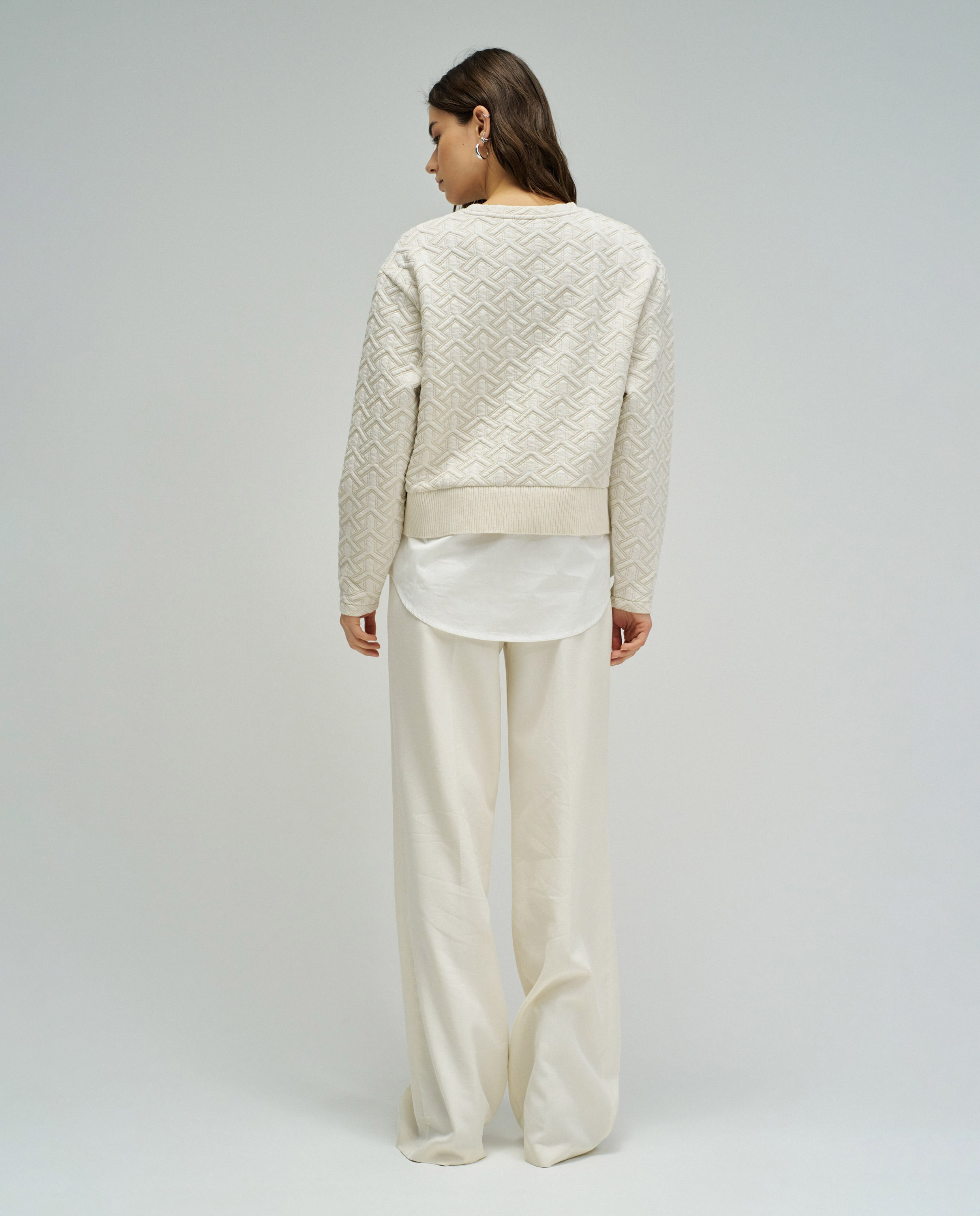 Sweatshirt com Jacquard e Lurex Cru-3
