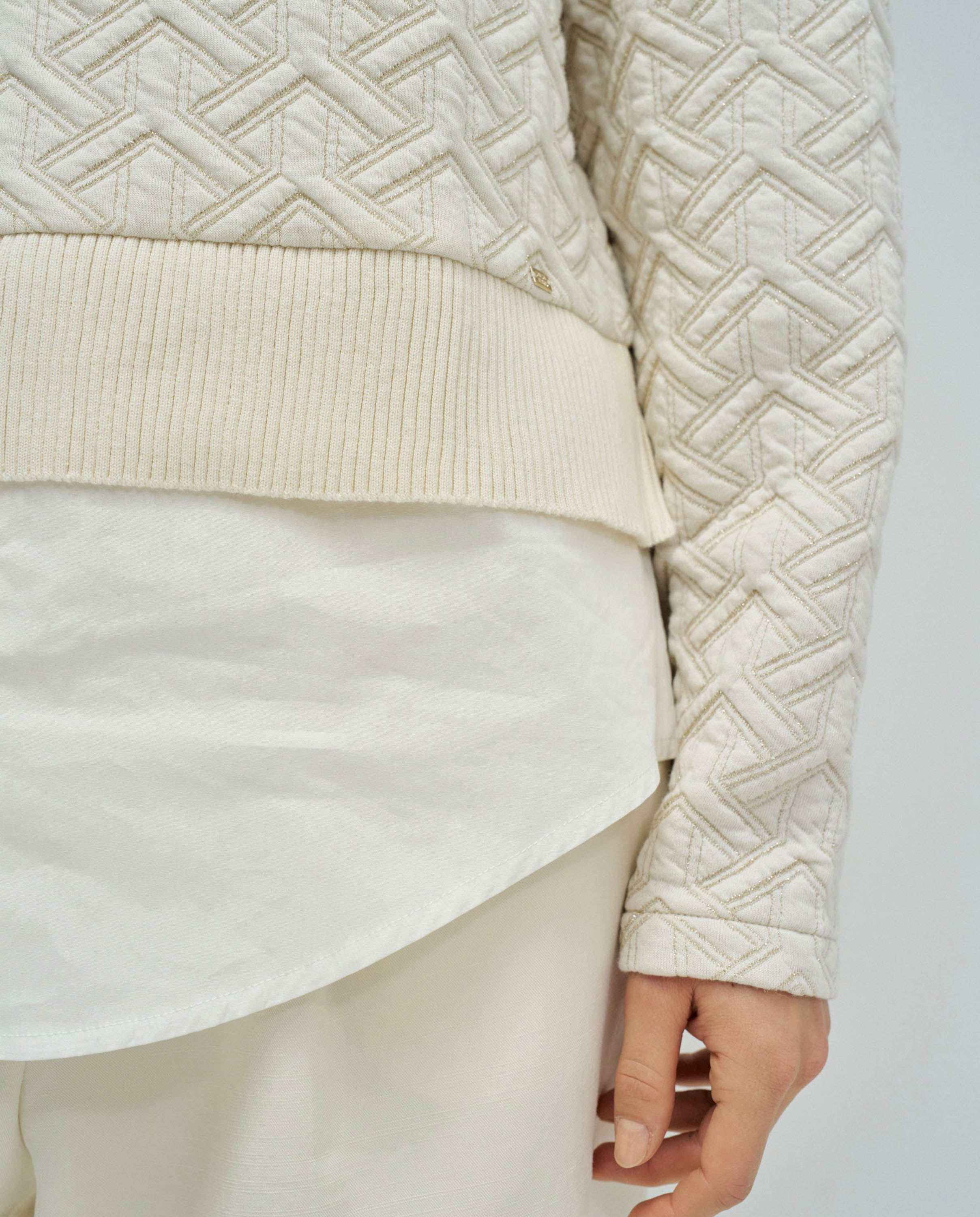 Sweatshirt com Jacquard e Lurex Cru-4