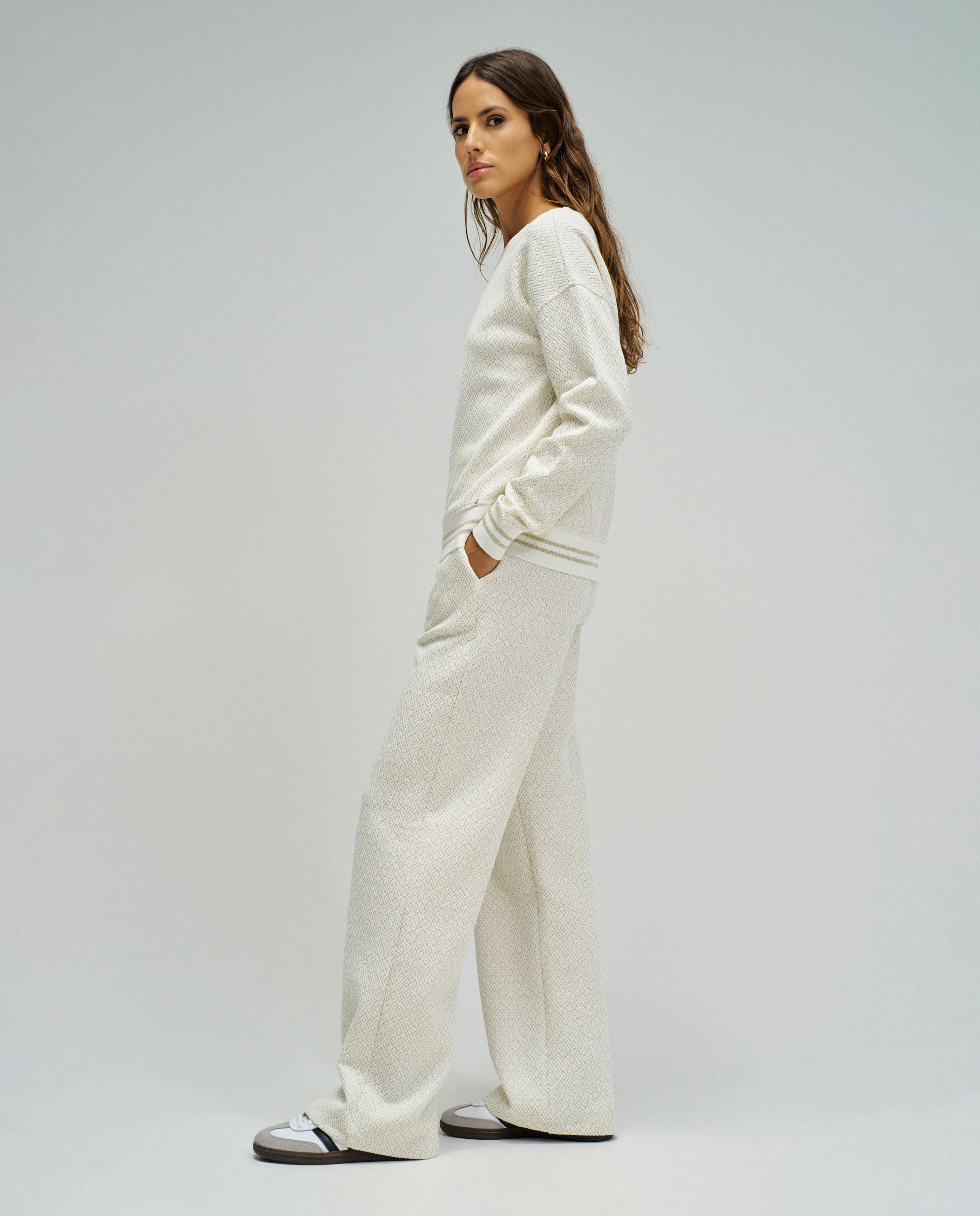 Sweatshirt com Jacquard e Lurex Natural-2