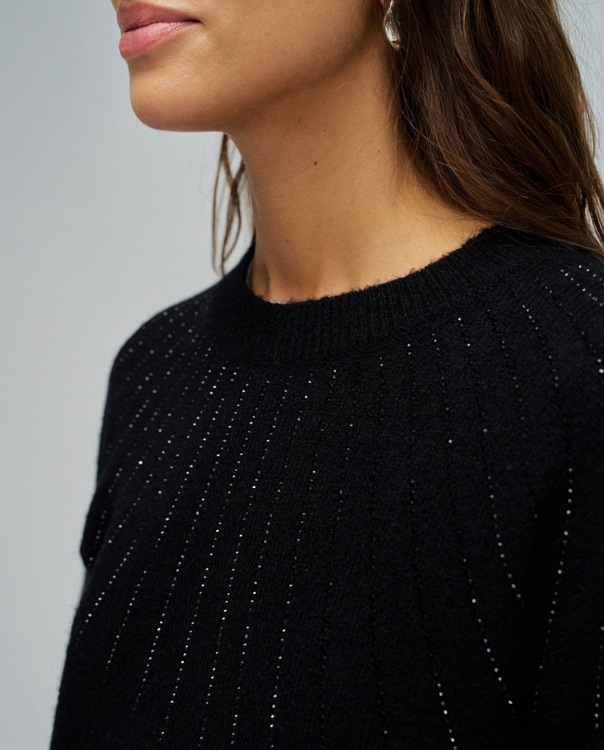 Camisola em Malha com Brilhos Preto-4