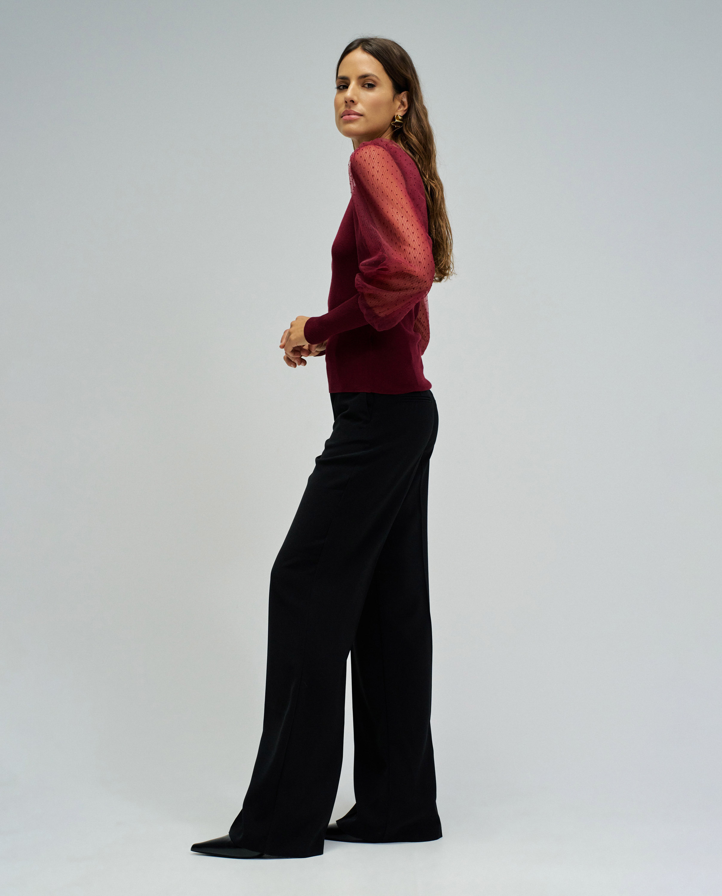 T-shirt de Malha com Tule Vermelho-2