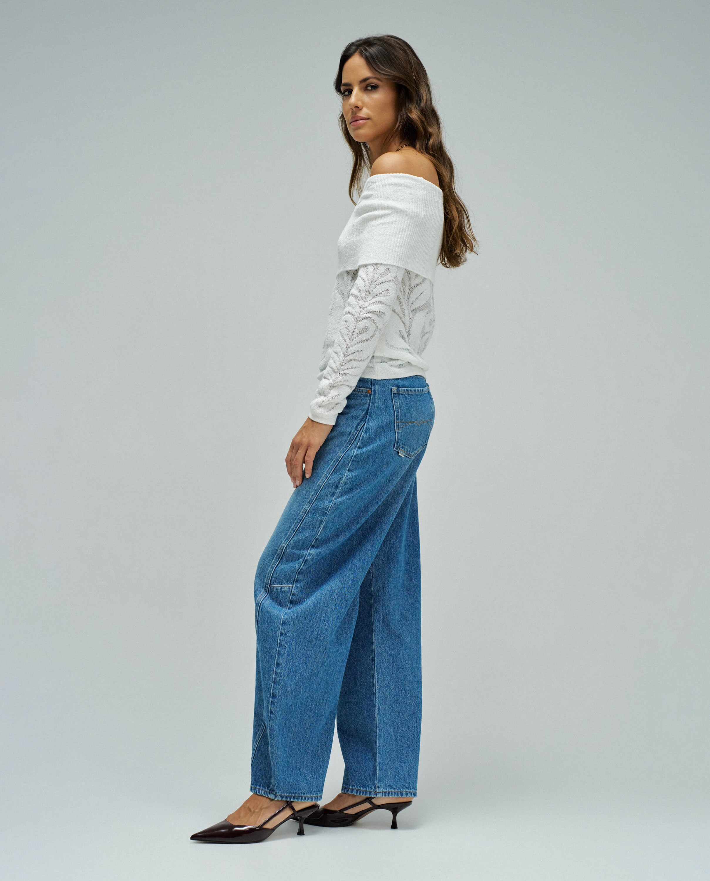 T-shirt de Malha com Jacquard Branco-2