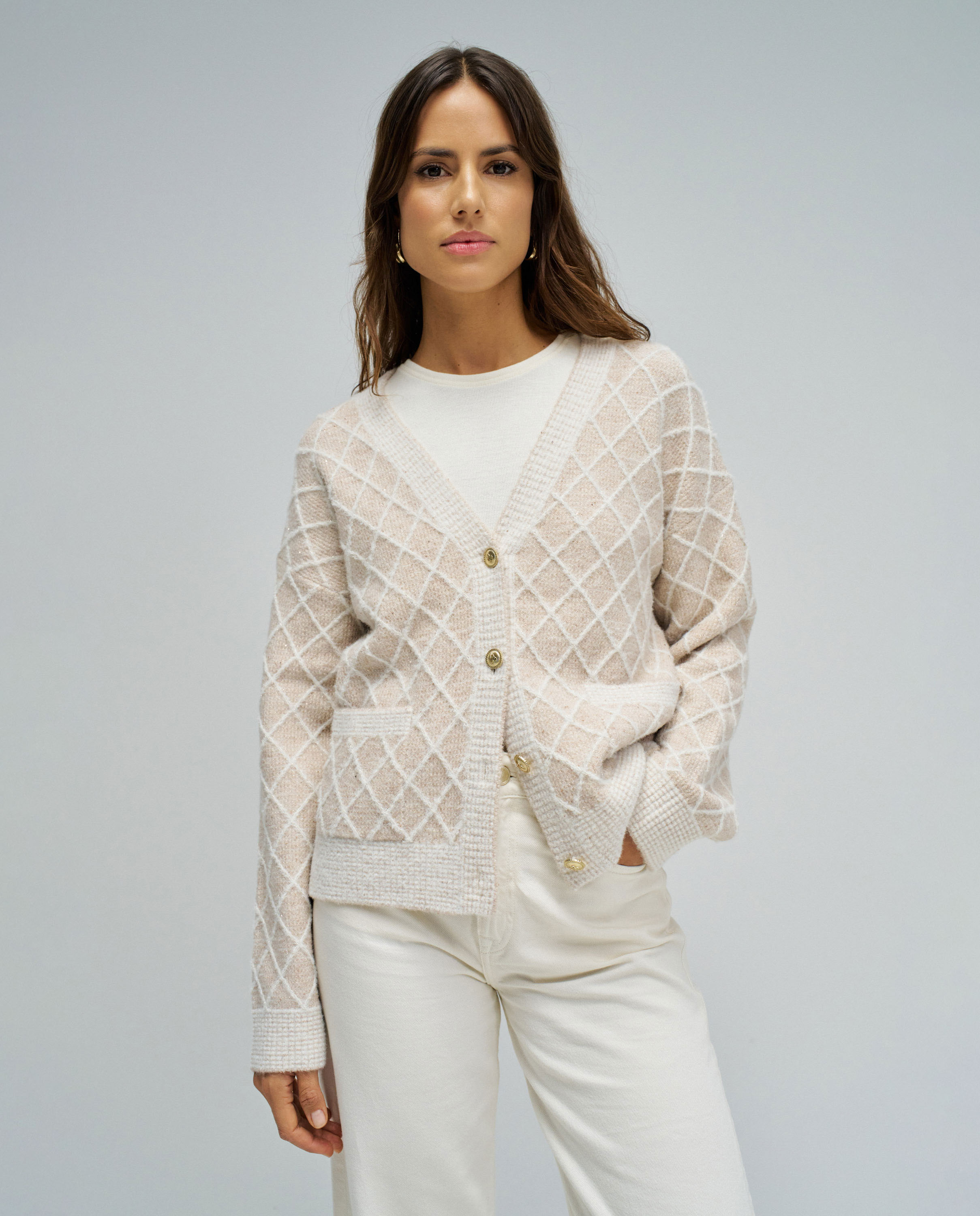 Imagem 0 de Cardigan com Jacquard e Lurex