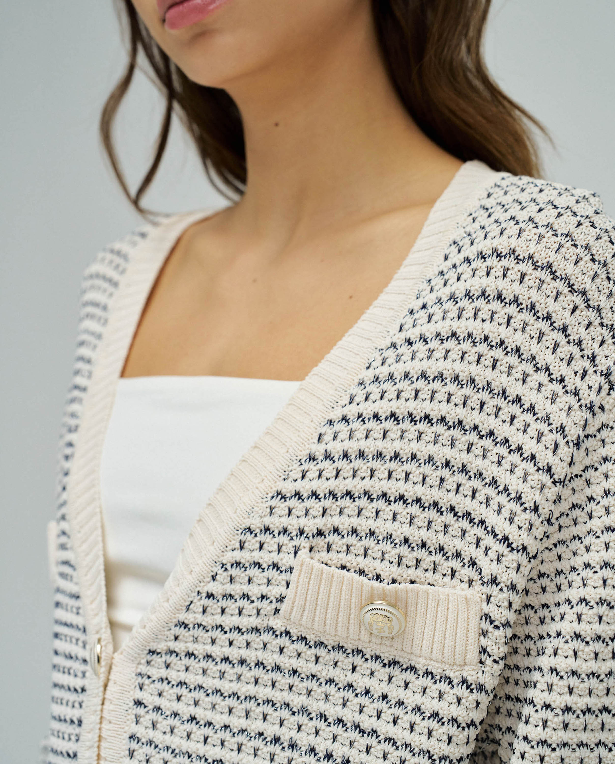 Cardigan com Lurex Natural-4