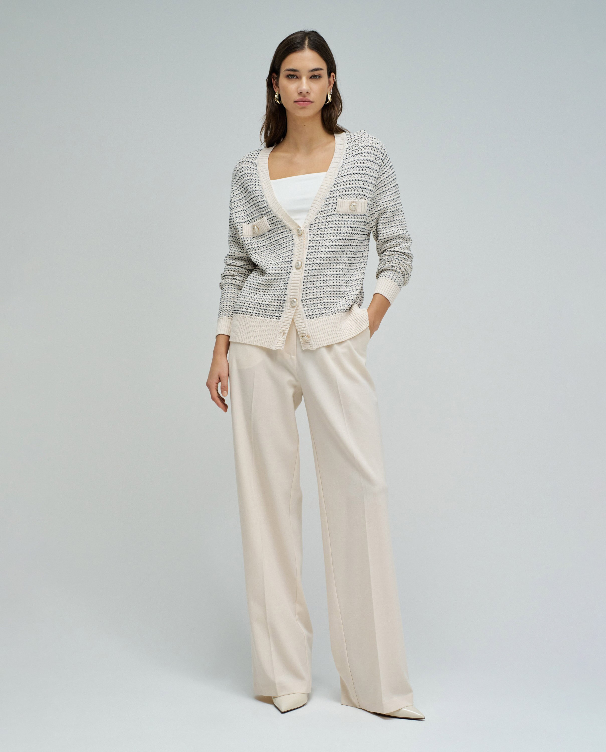Cardigan com Lurex Natural-5
