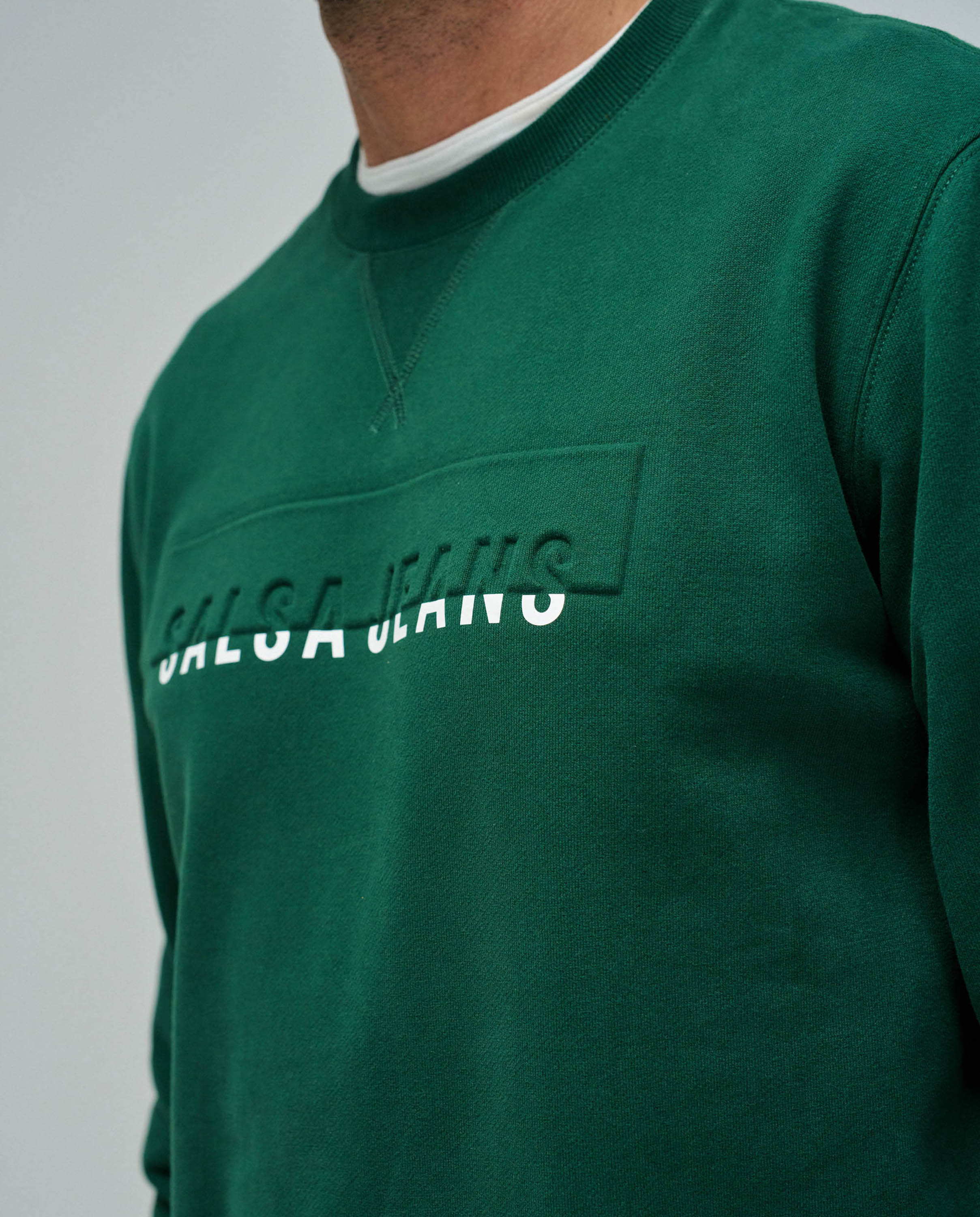Sweat sem Capuz com Branding Verde-escuro-4