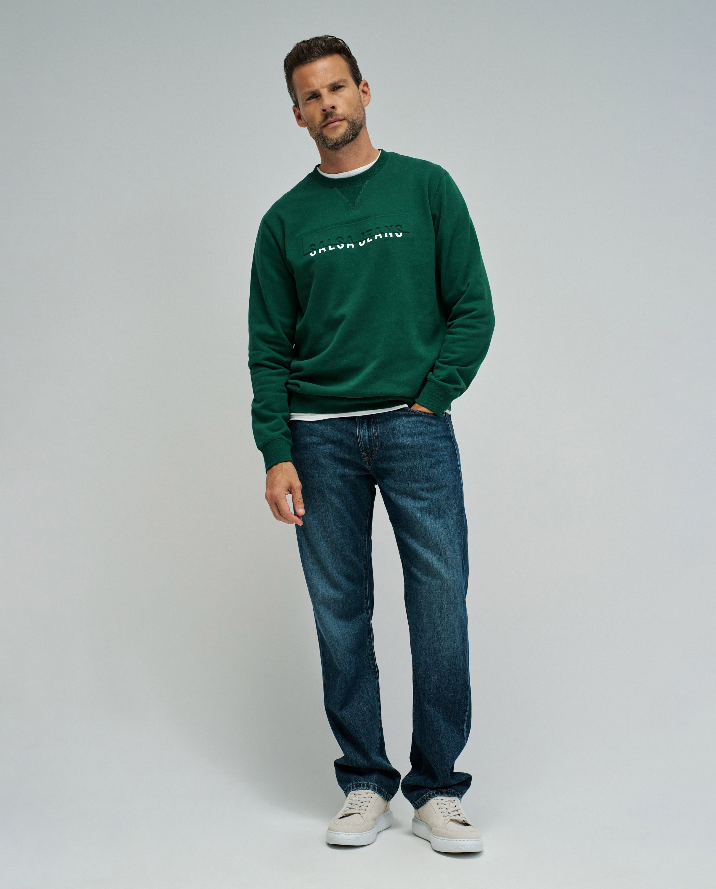Sweat sem Capuz com Branding Verde-escuro-5