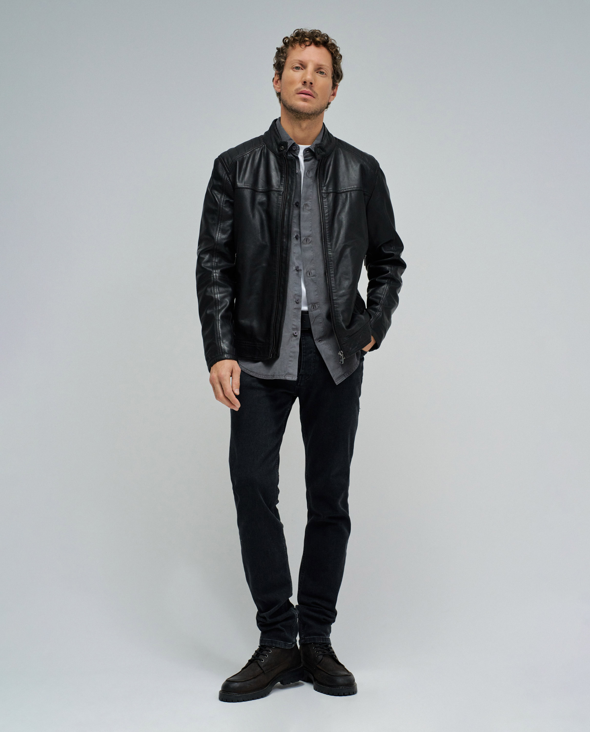 Casaco Biker de Pele Preto-5