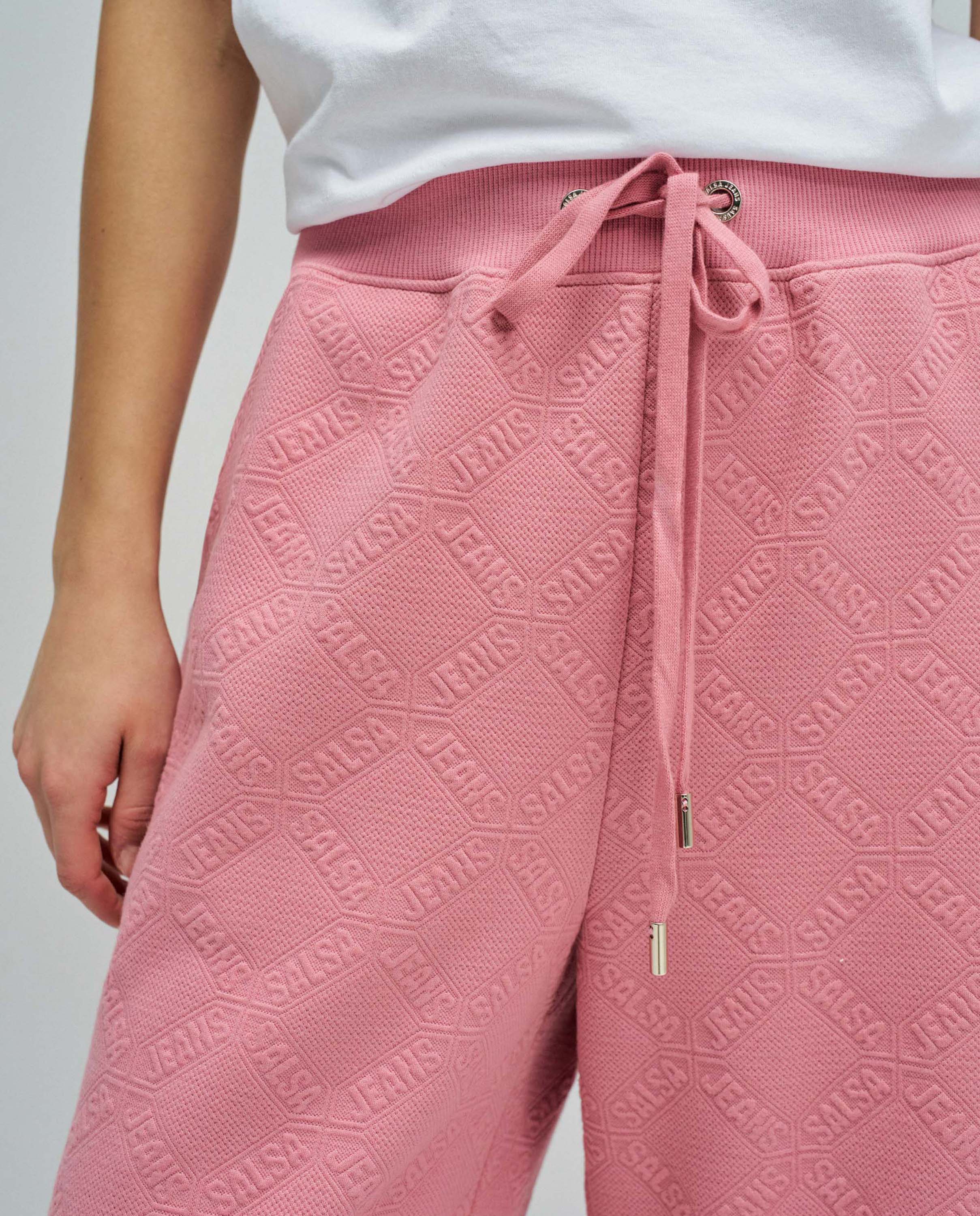 Calças Joggers em Jacquard Rosa-4