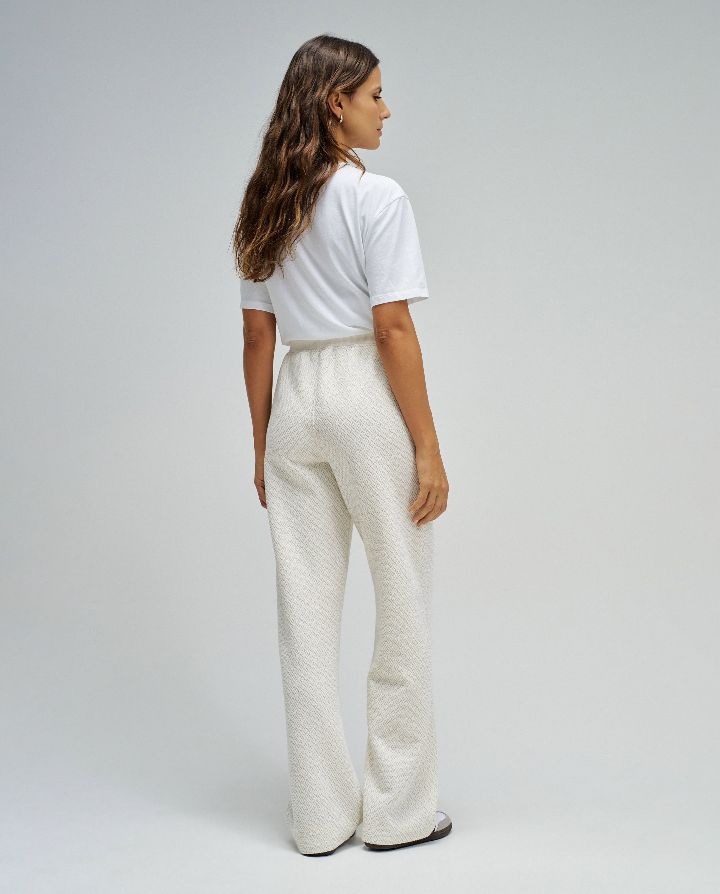 Calças Joggers em Jacquard e Lurex Natural-3