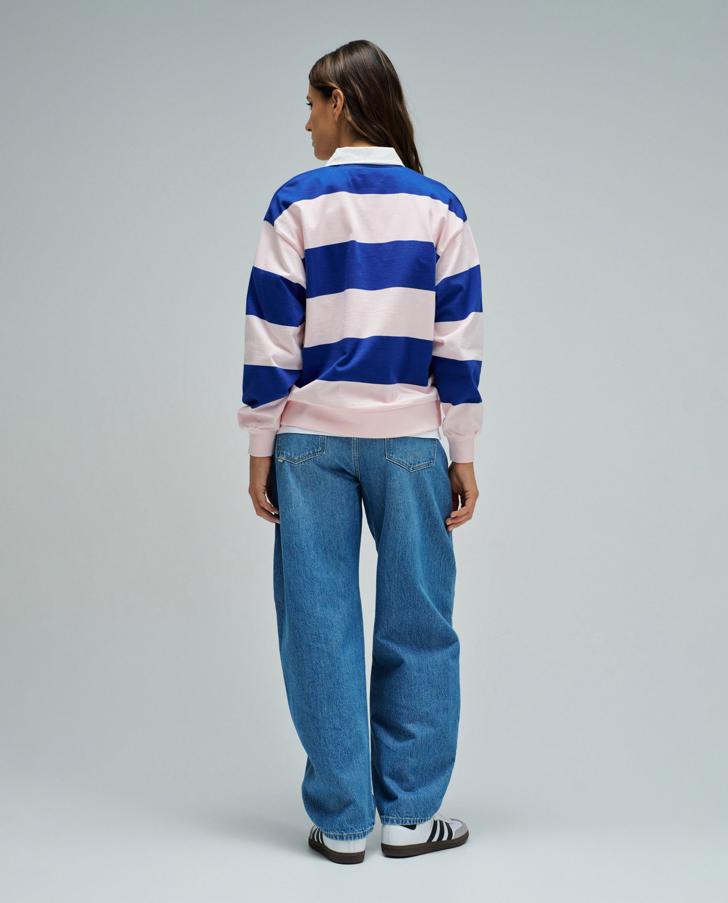 Polo Às Riscas Rosa-3