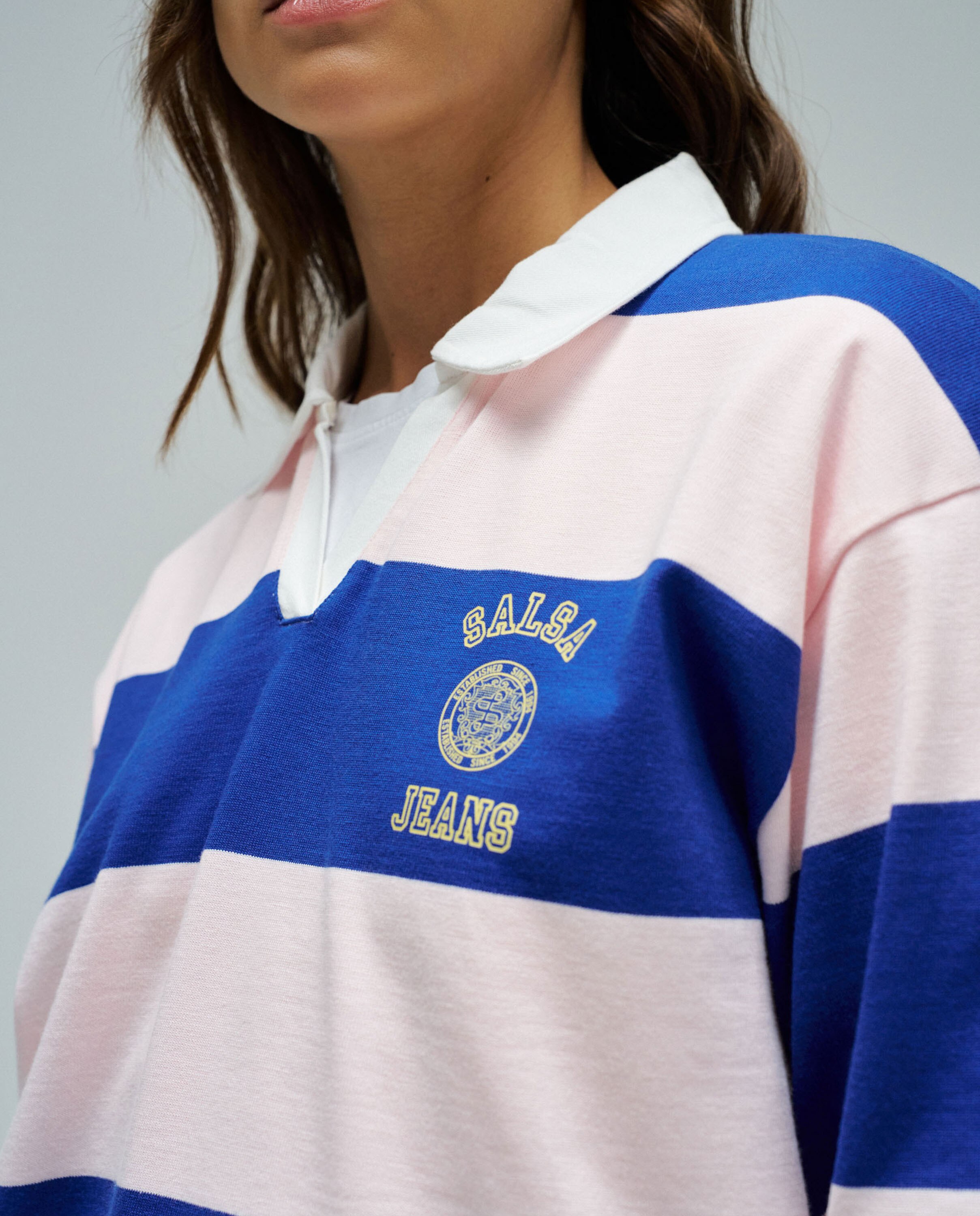 Polo Às Riscas Rosa-4