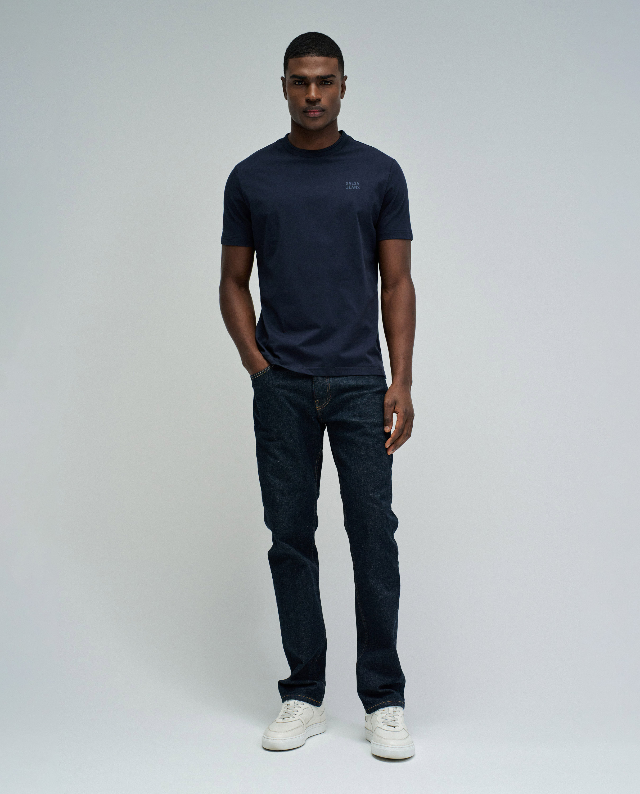 T-shirt com Branding Slim Fit Azul-5