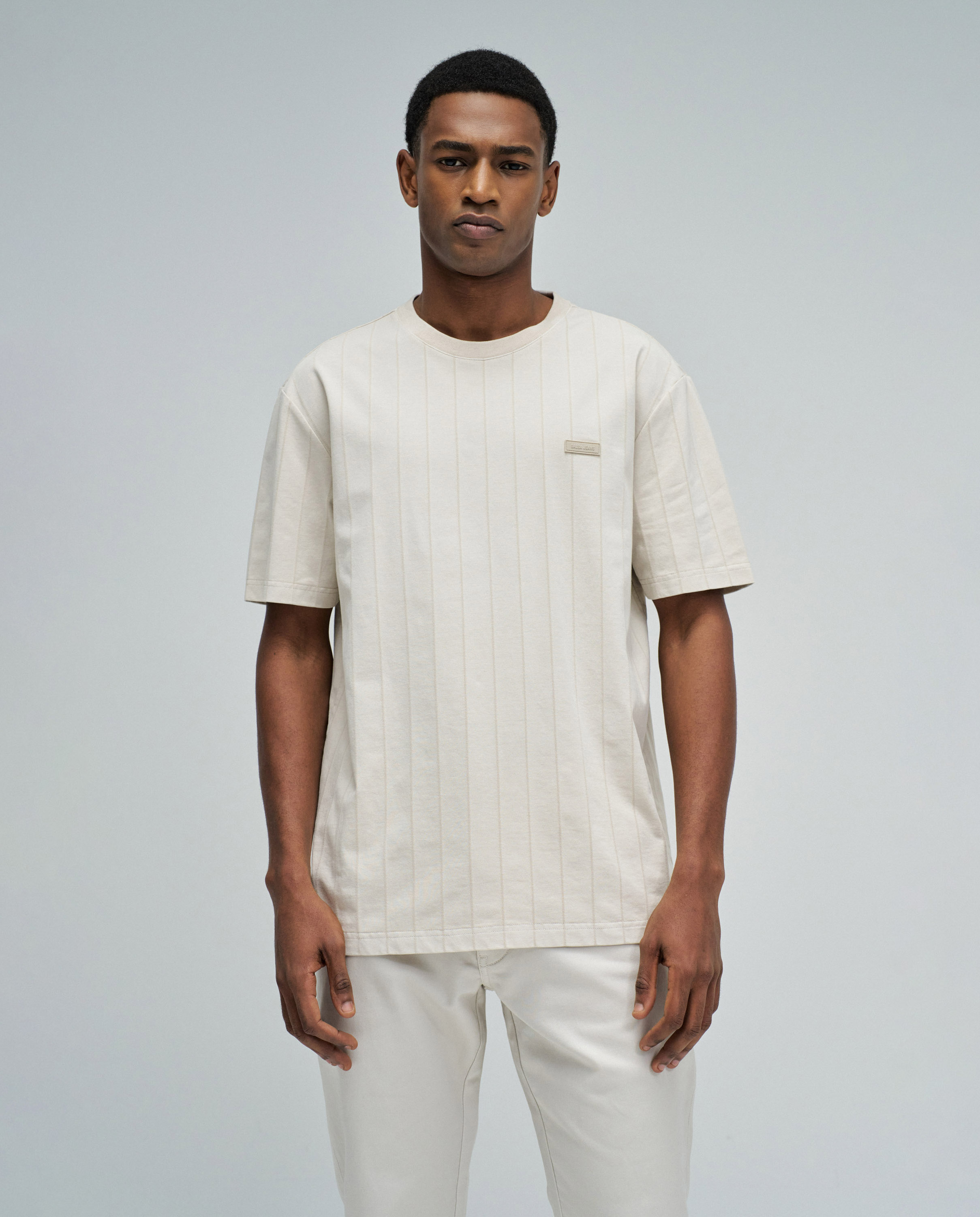 T-shirt com Riscas Regular Fit Natural-1