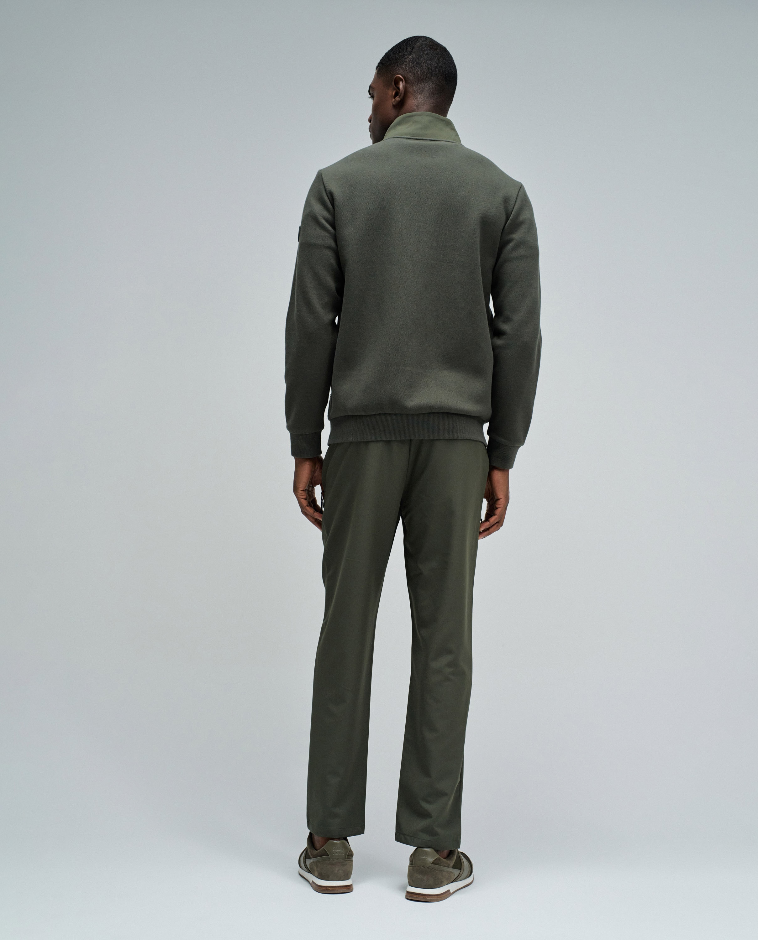 Casaco Bomber com Mistura de Materiais Verde-militar-3