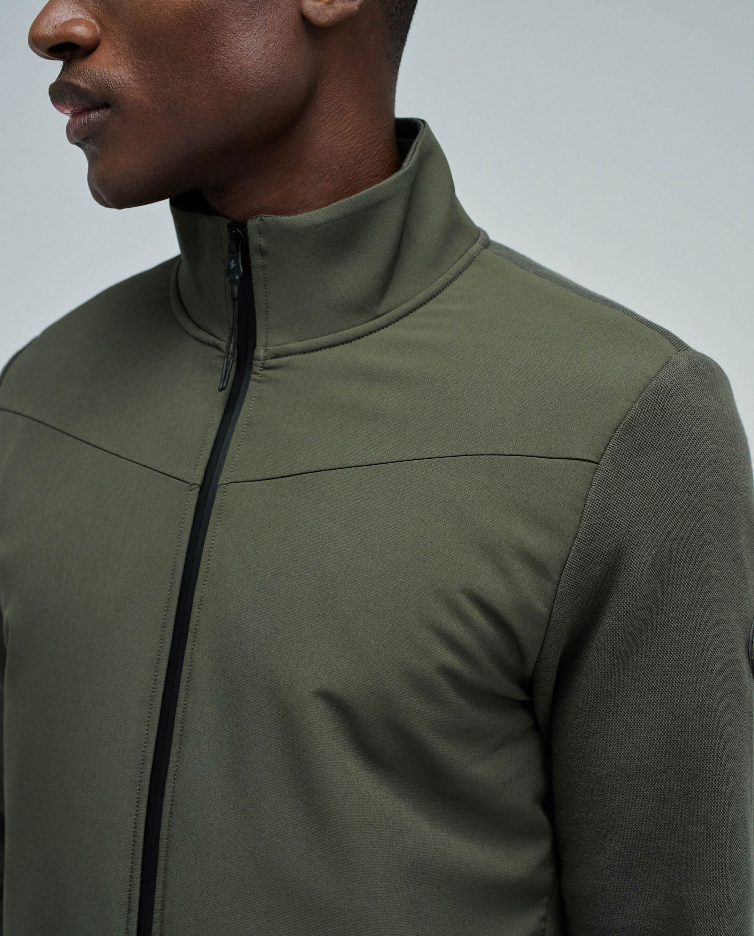 Casaco Bomber com Mistura de Materiais Verde-militar-4