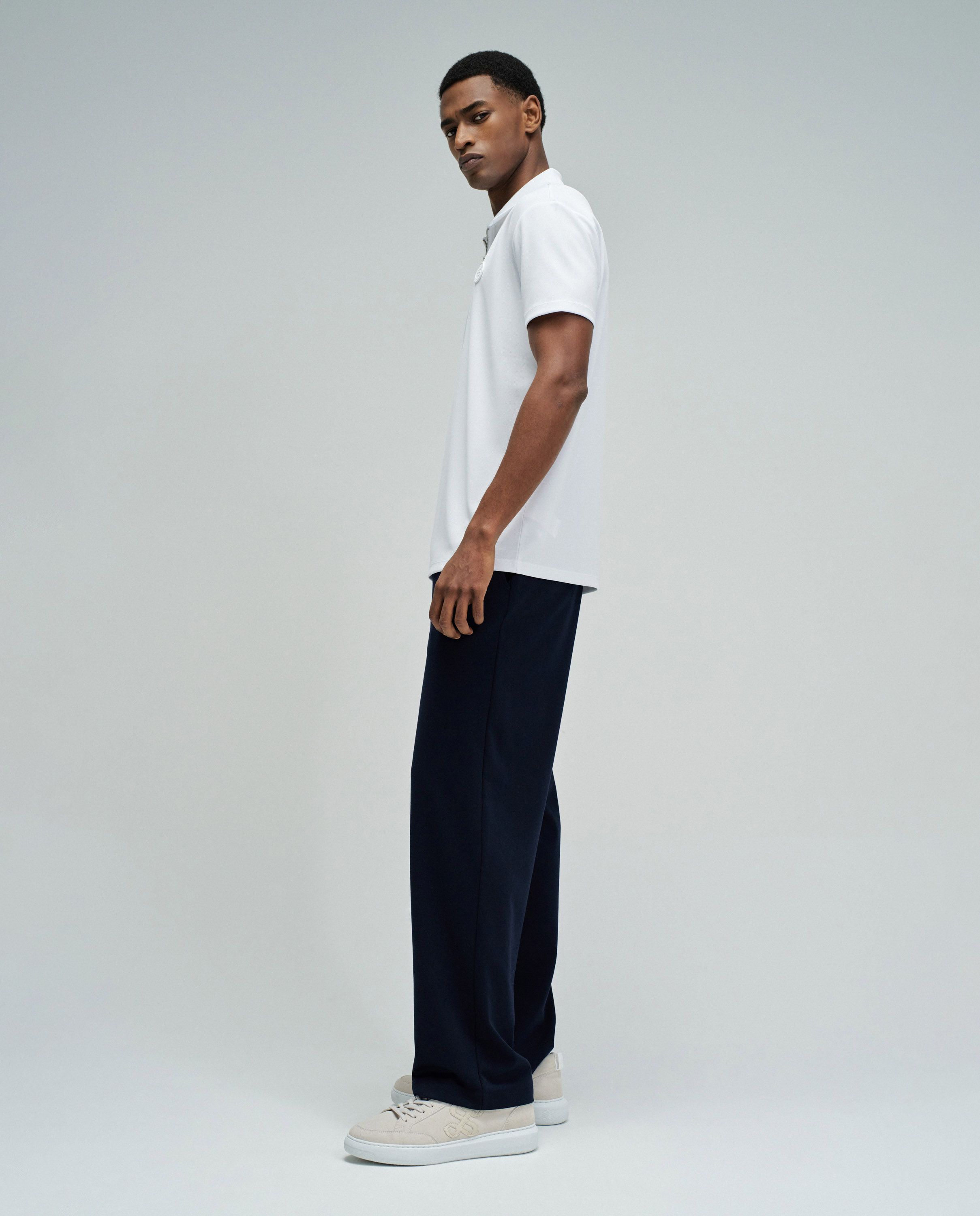 Polo com Fecho Regular Fit Branco-2