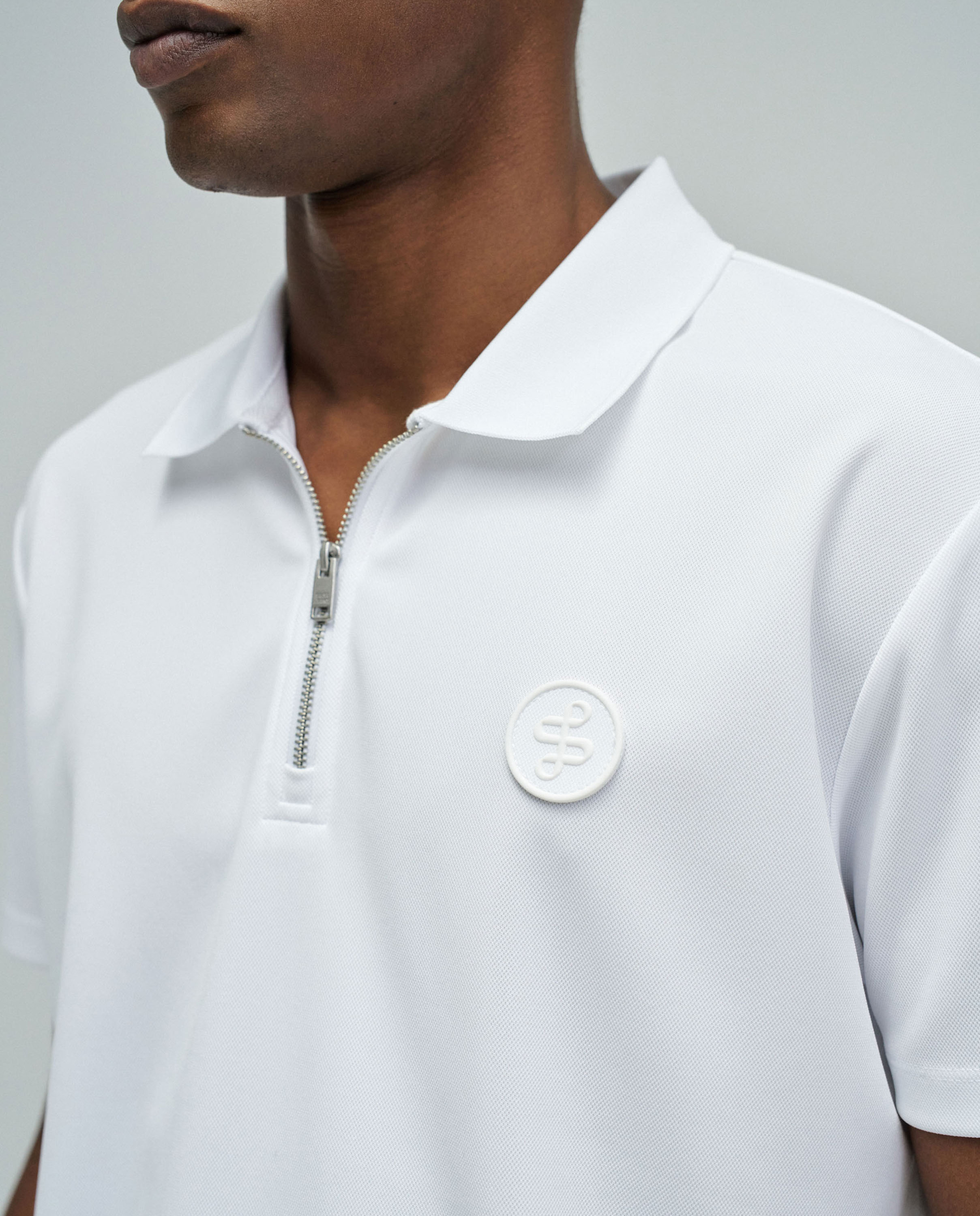 Polo com Fecho Regular Fit Branco-4