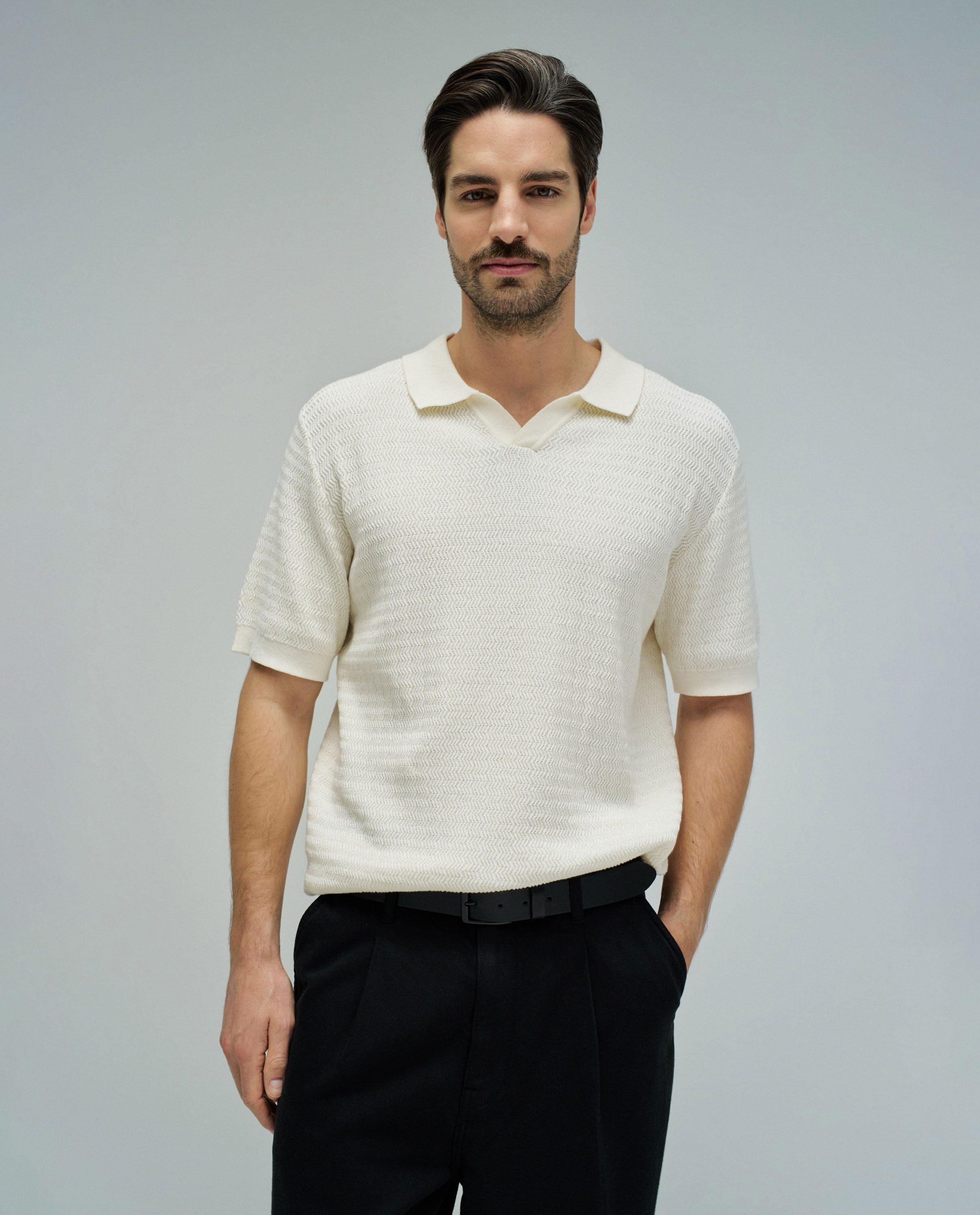 Imagem 0 de Polo de Manga Curta em Malha Tricotada