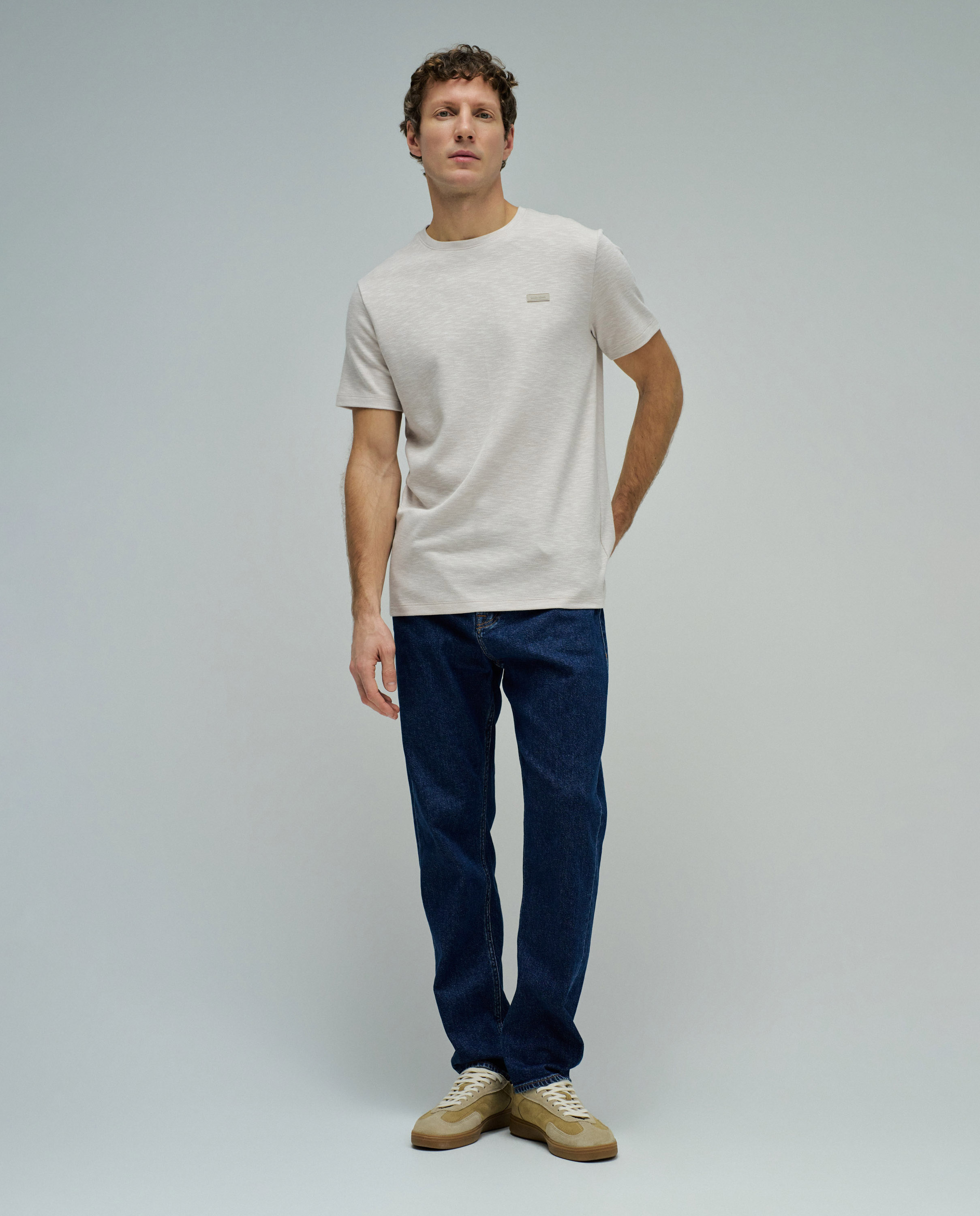 T-shirt com Branding Slim Fit Natural-5
