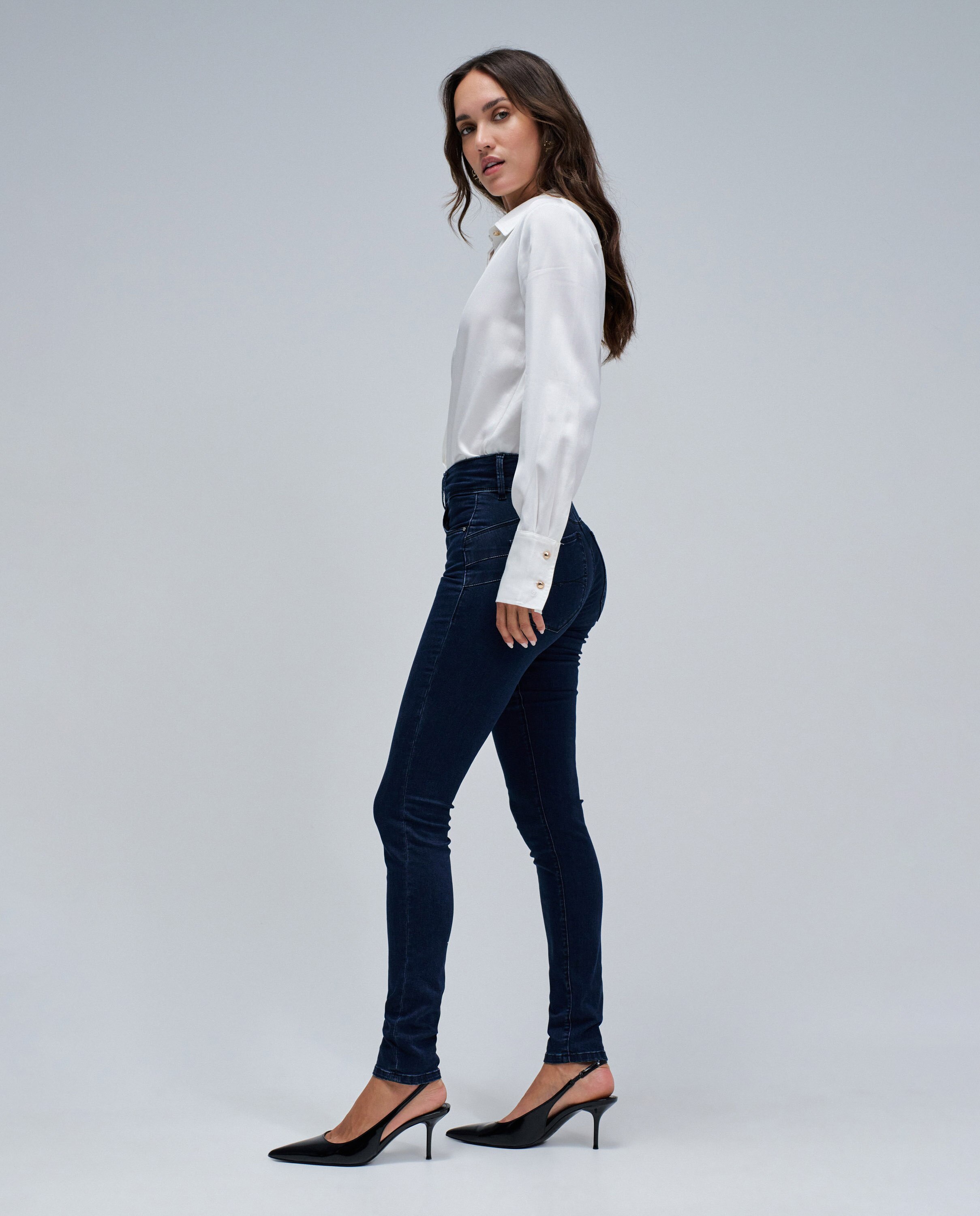 Jeans Secret Calças Chino Push In Skinny Azul-2