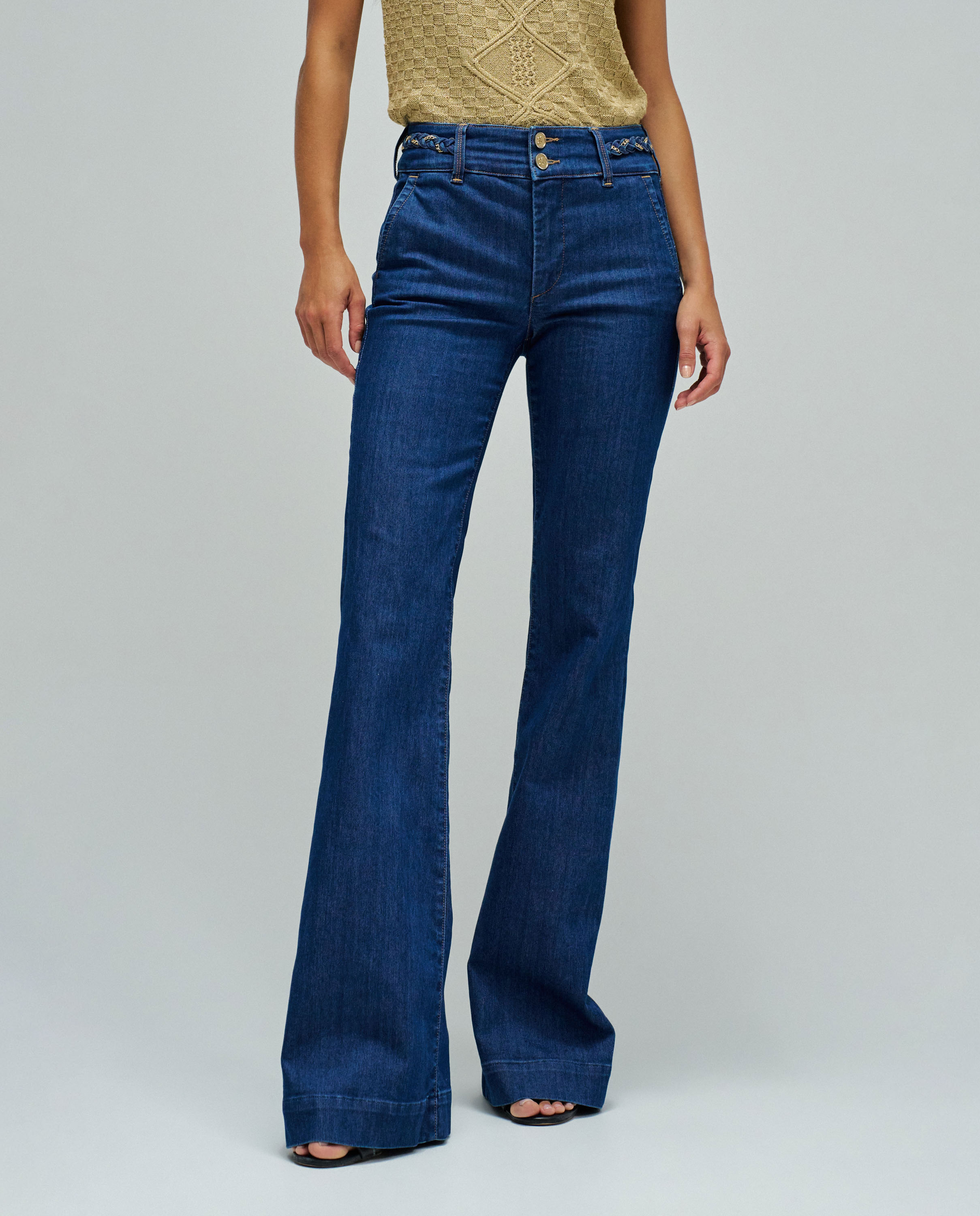 Jeans À Boca de Sino Calças Chino Push In Flare Azul denim-1