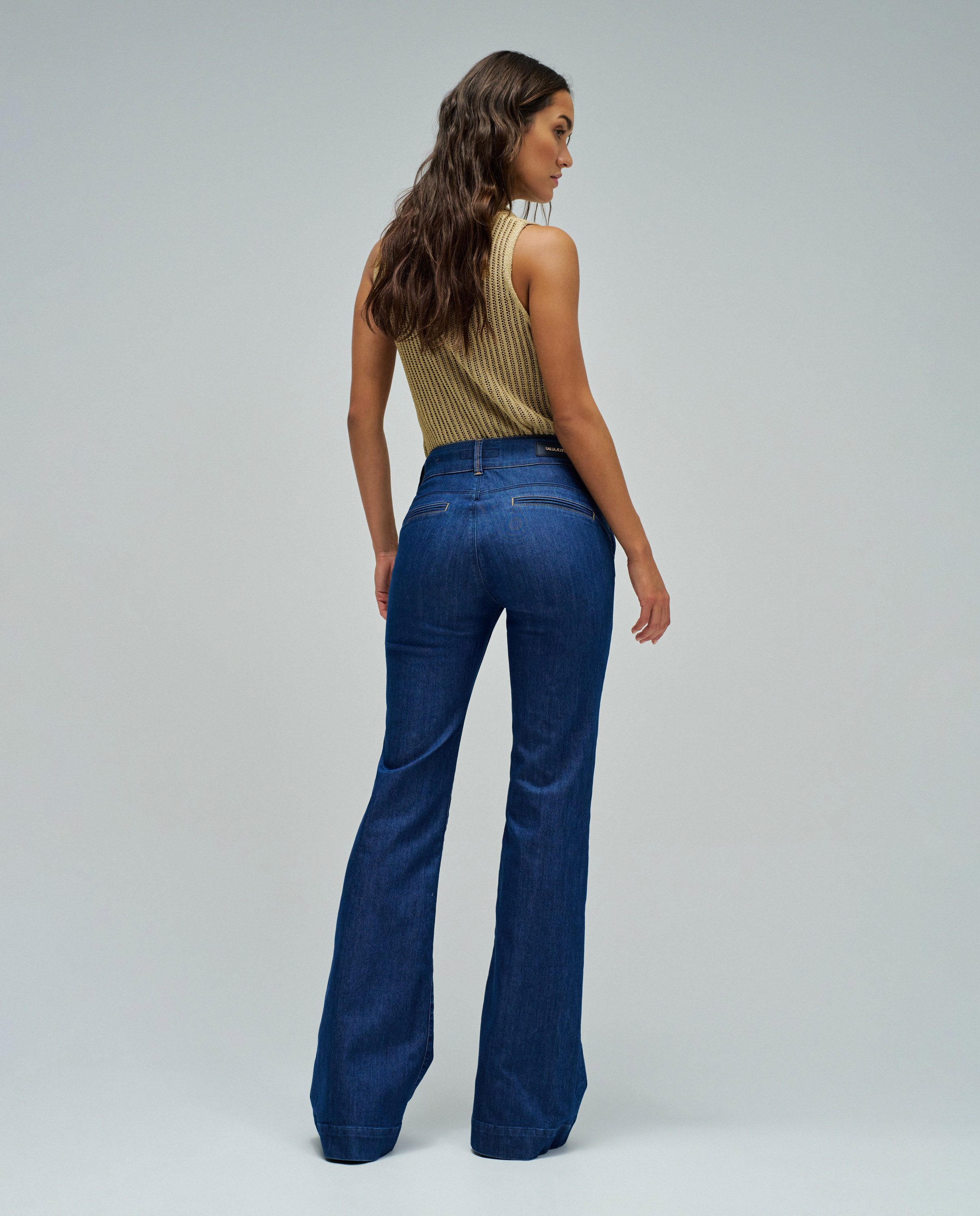 Jeans À Boca de Sino Calças Chino Push In Flare Azul denim-3