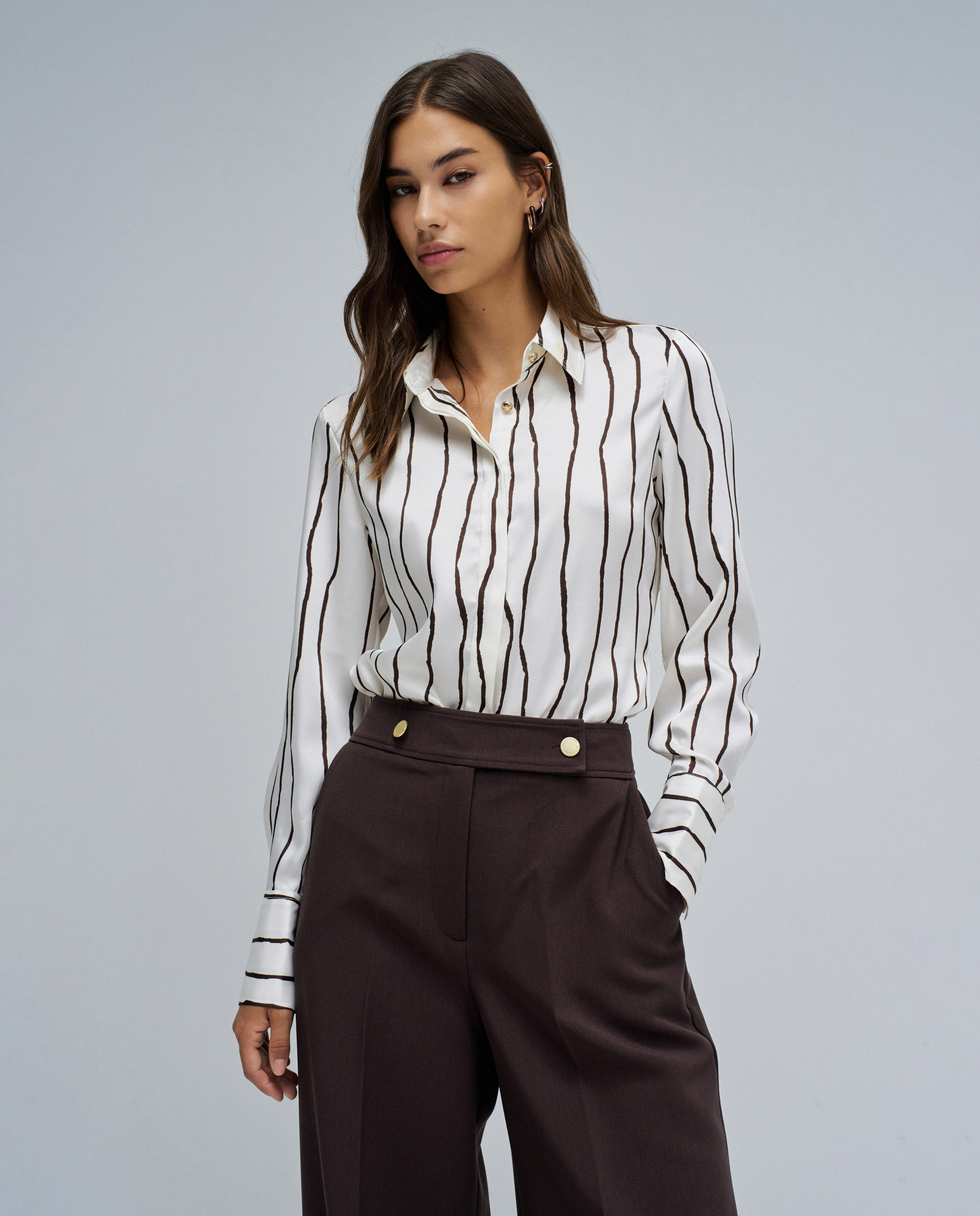 Camisa Às Riscas Branco / Preto-1