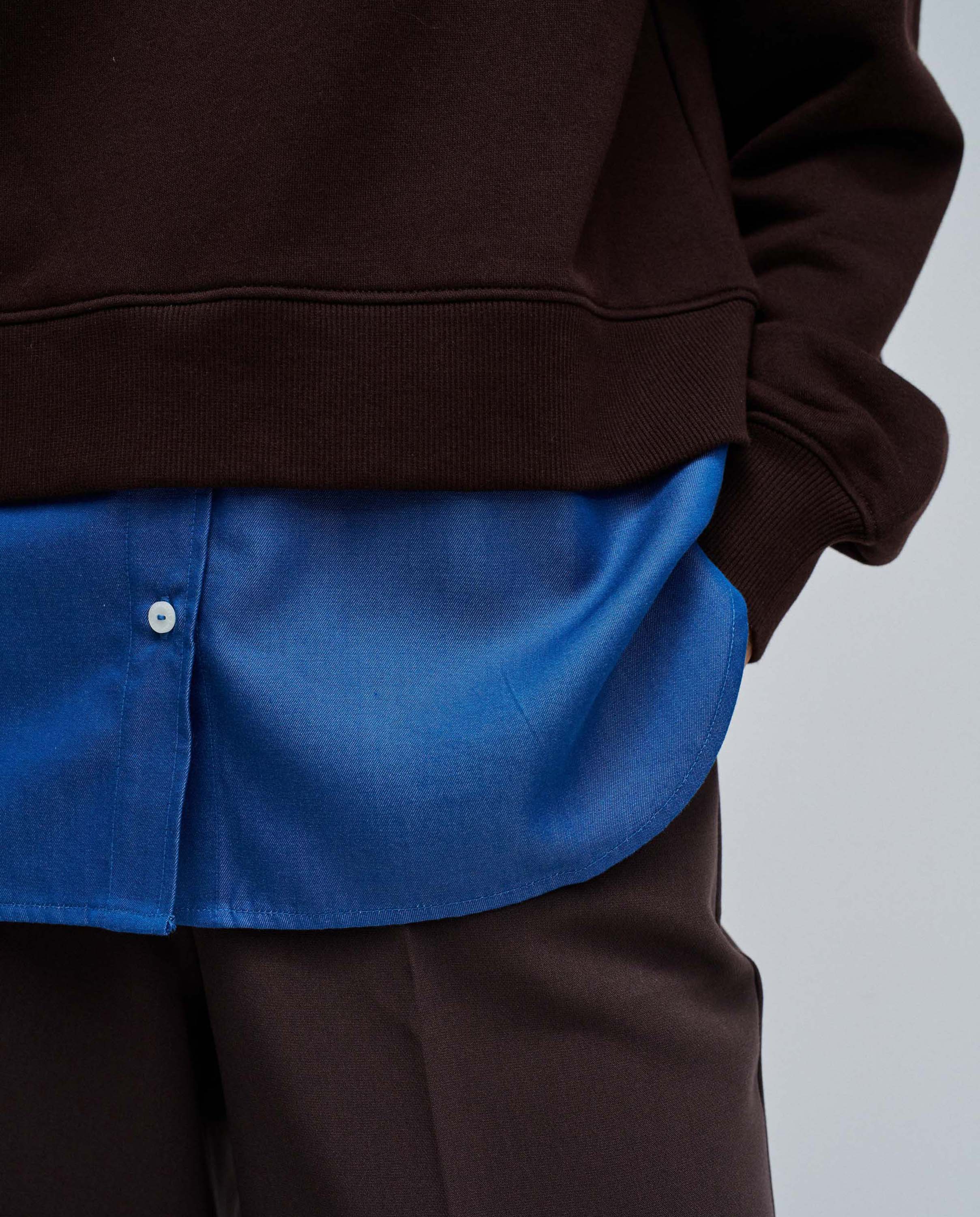 Sweatshirt Combinada com Camisa Castanho-3