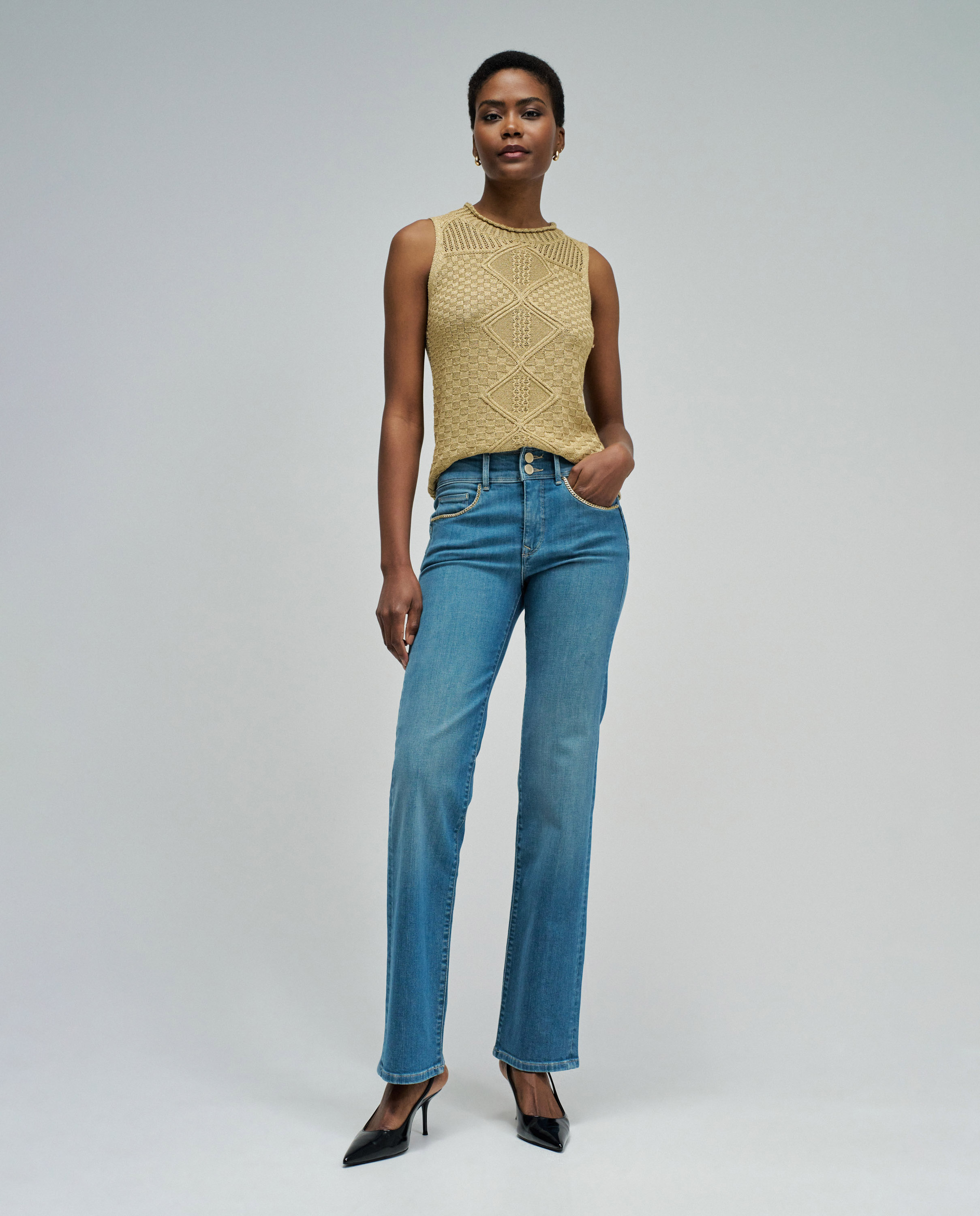 Jeans Straight Secret Push In Azul-1