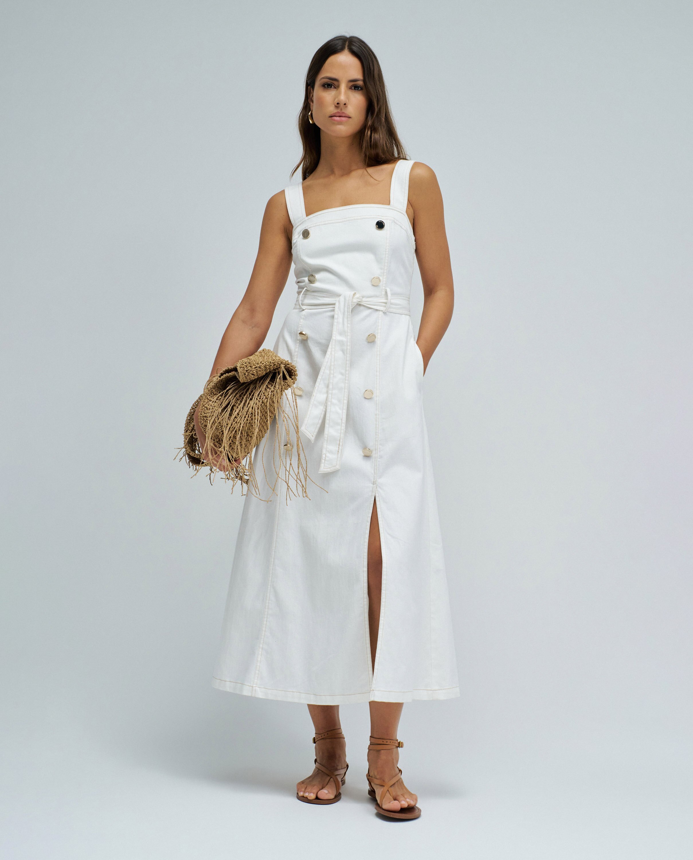 Vestido Midi em Lightdenim Branco-1