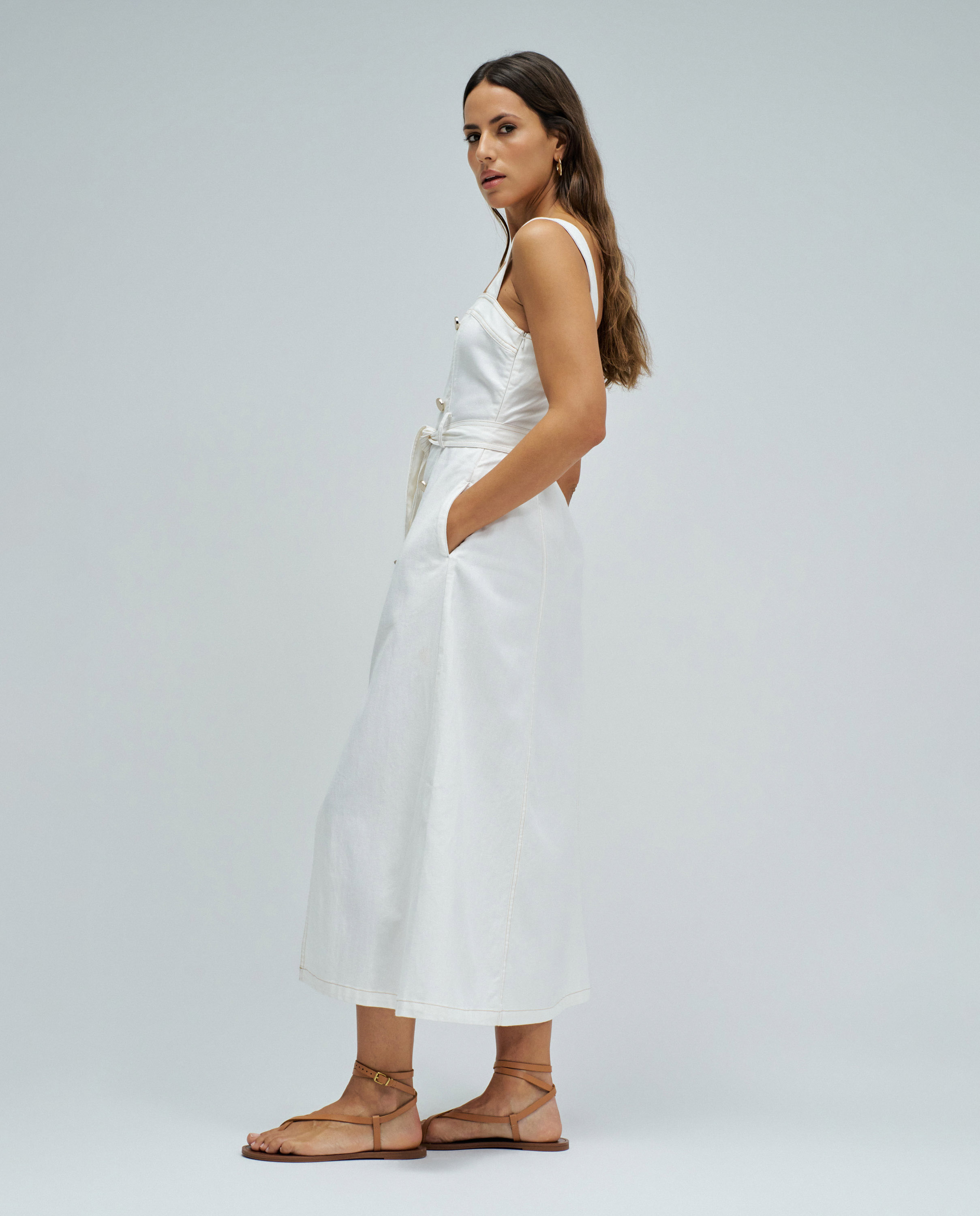 Vestido Midi em Lightdenim Branco-2