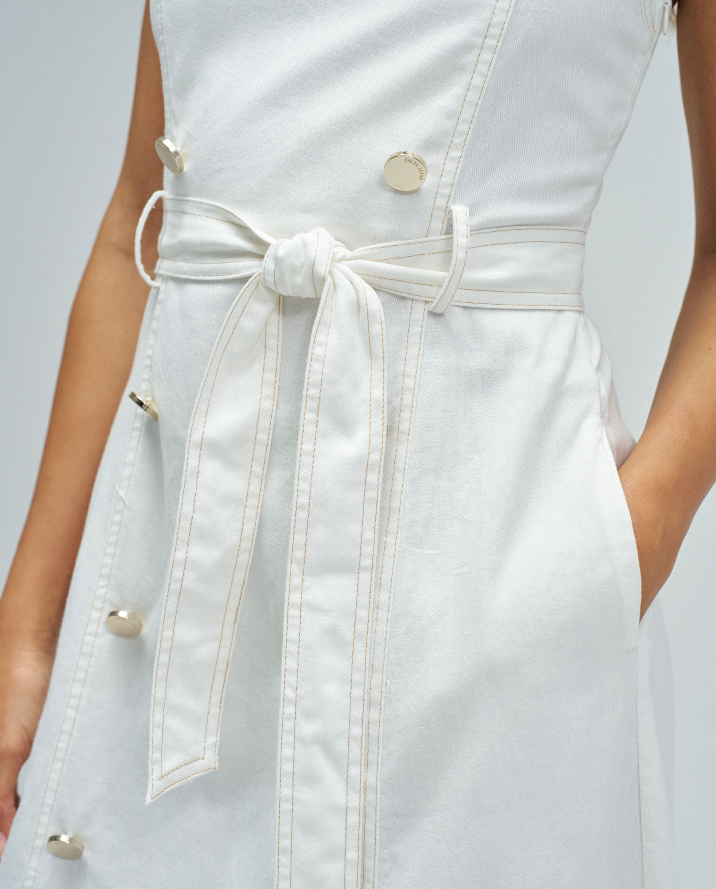 Vestido Midi em Lightdenim Branco-4