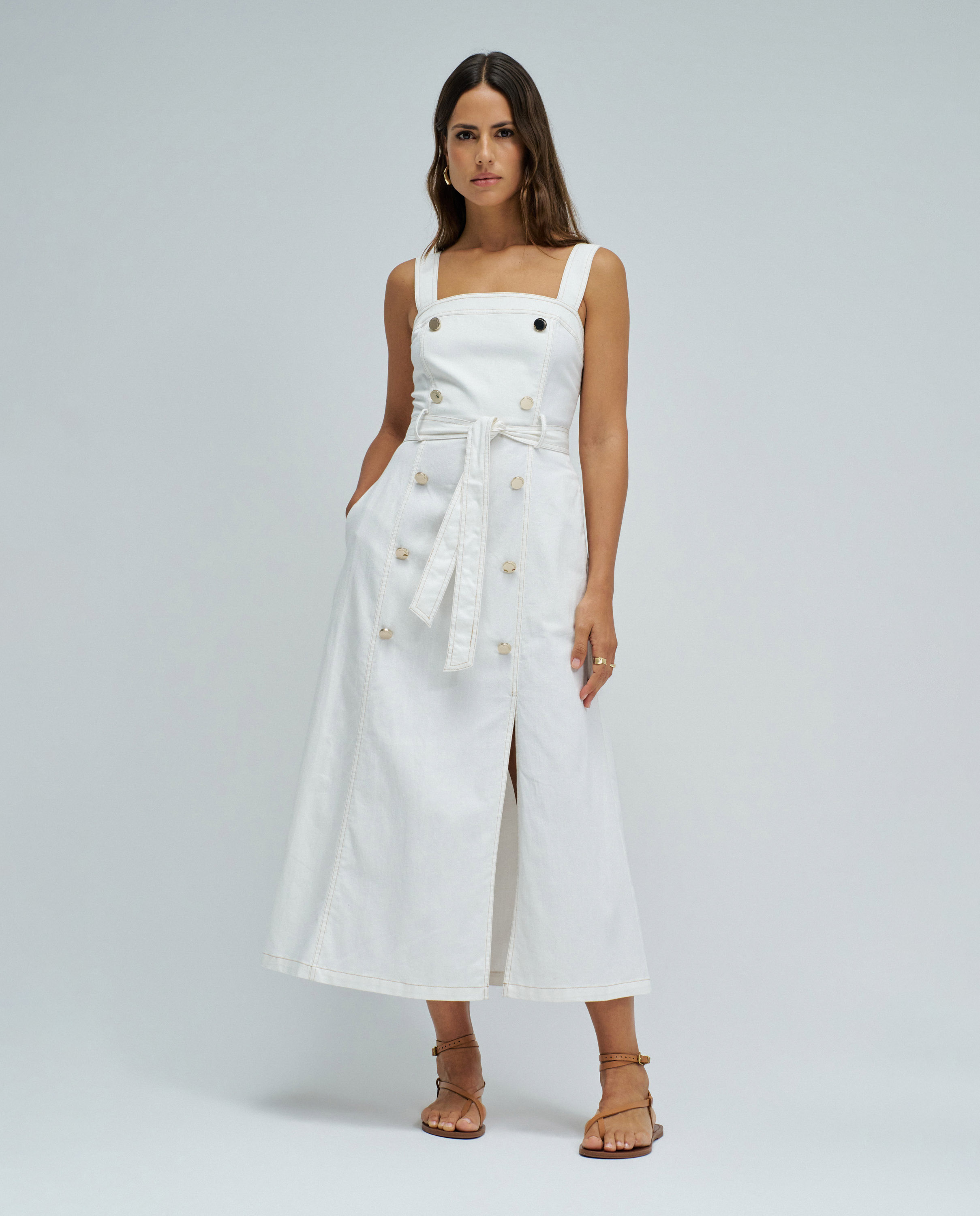 Vestido Midi em Lightdenim Branco-5
