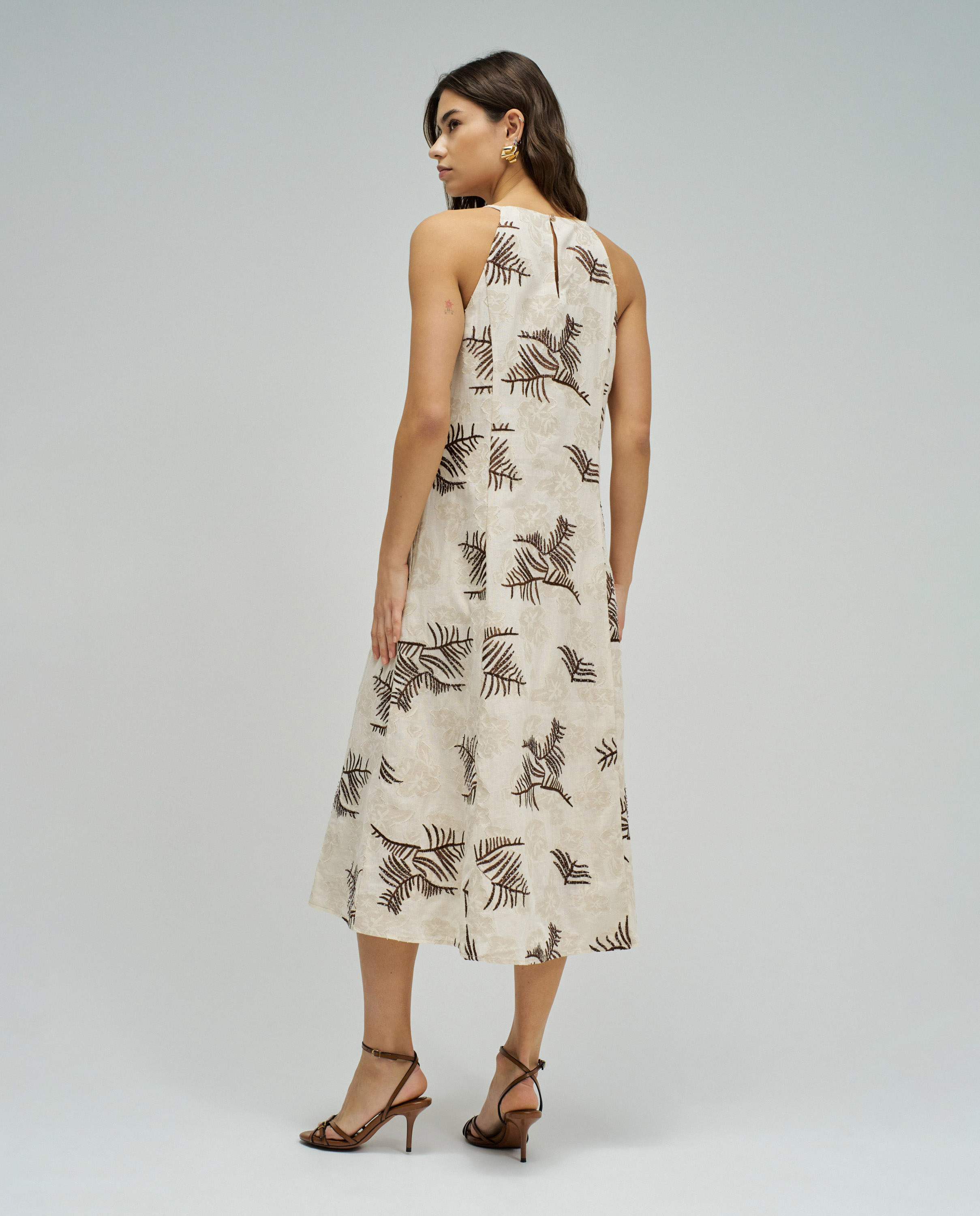 Vestido Midi Texturizado com Bordados Branco-3