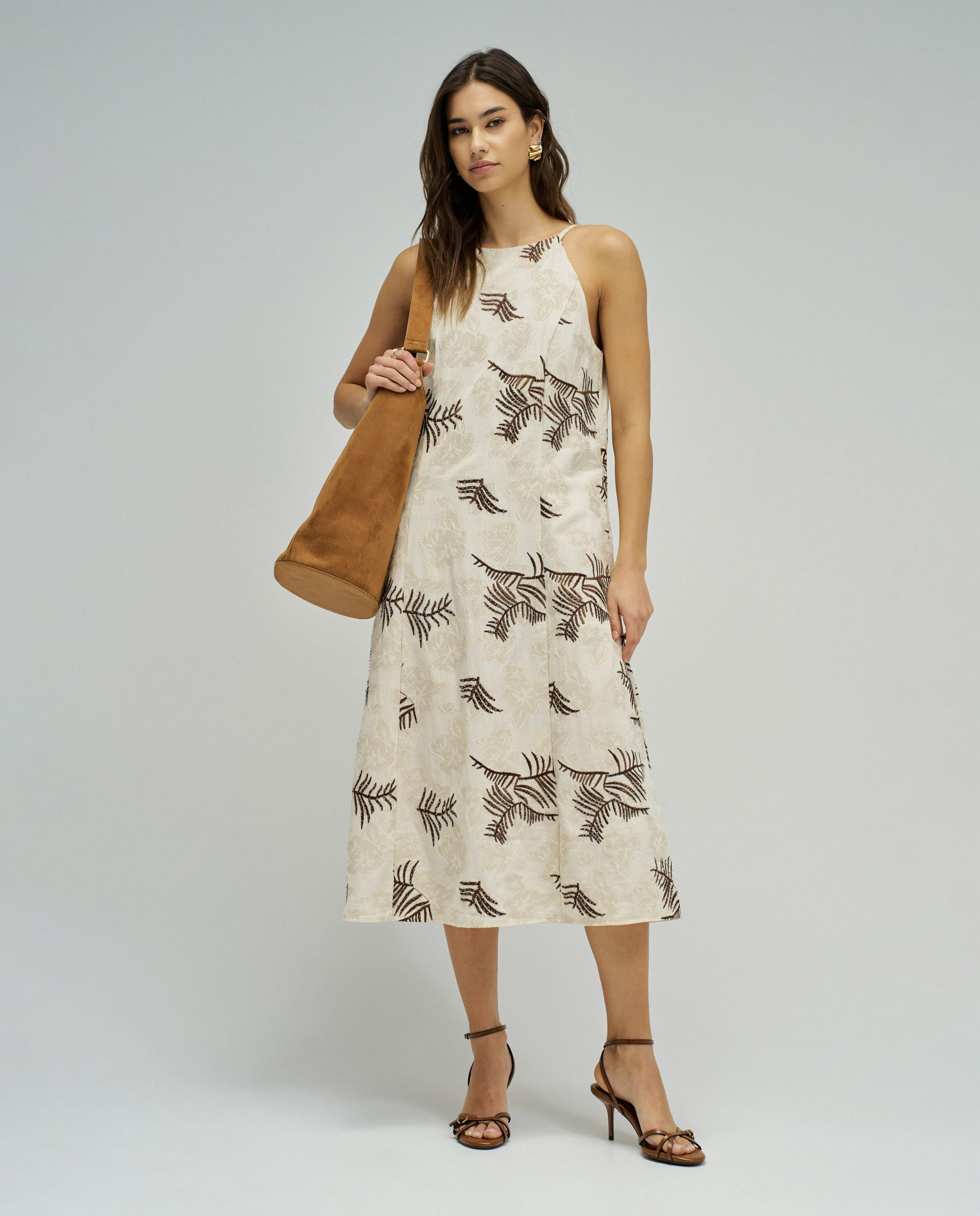 Vestido Midi Texturizado com Bordados Branco-5