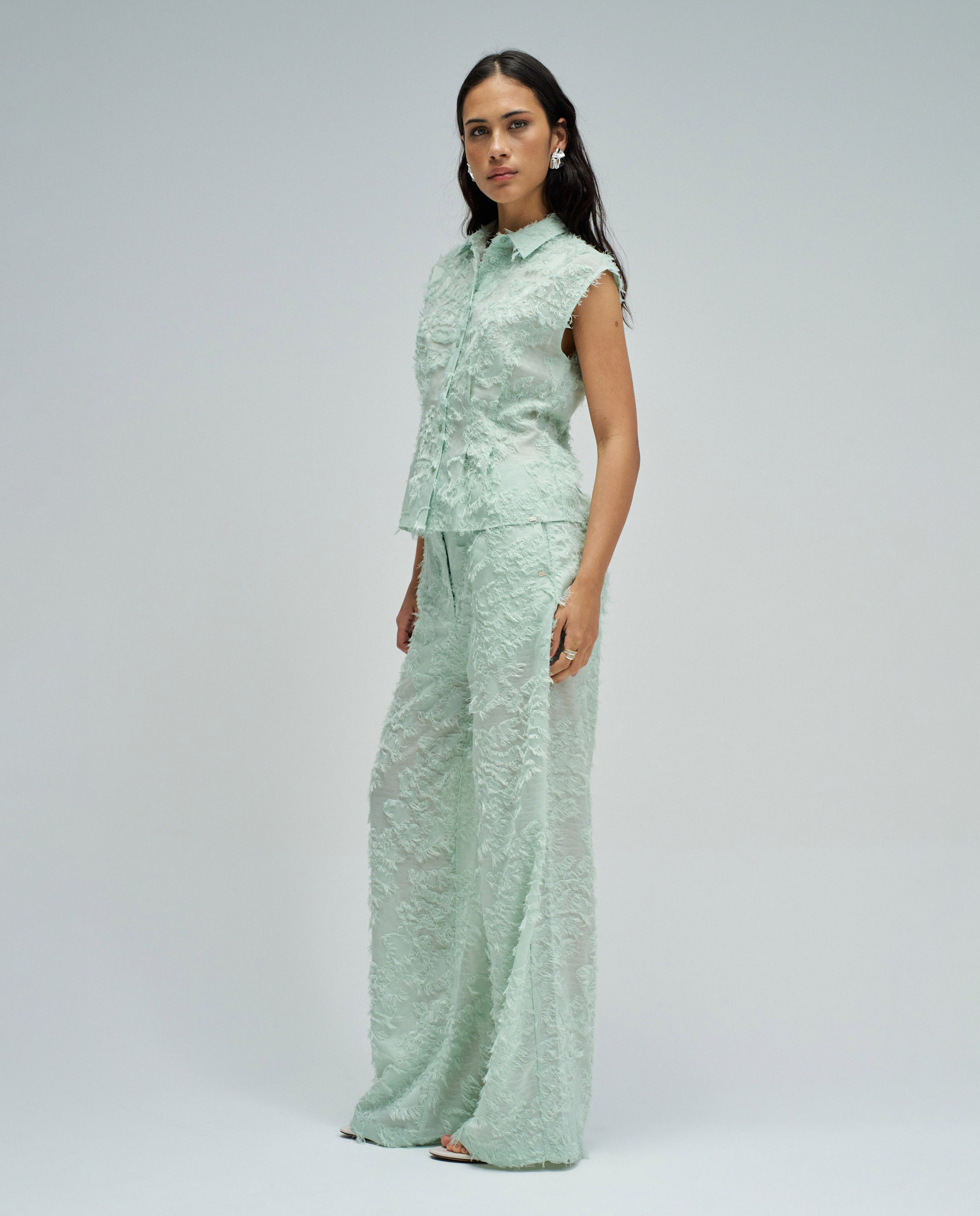 Camisa com Jacquard Verde-claro-2