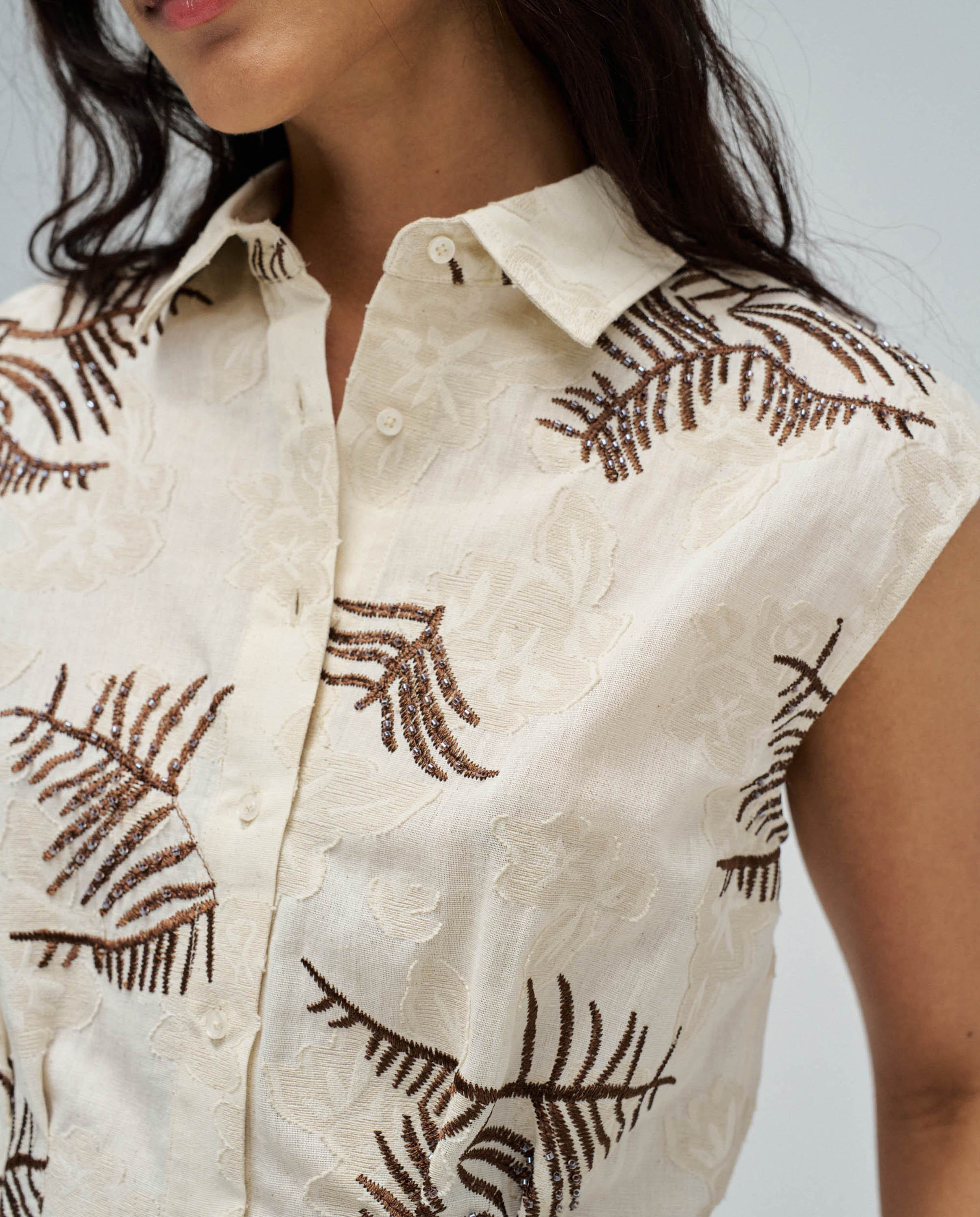 Camisa com Jacquard Branco-4