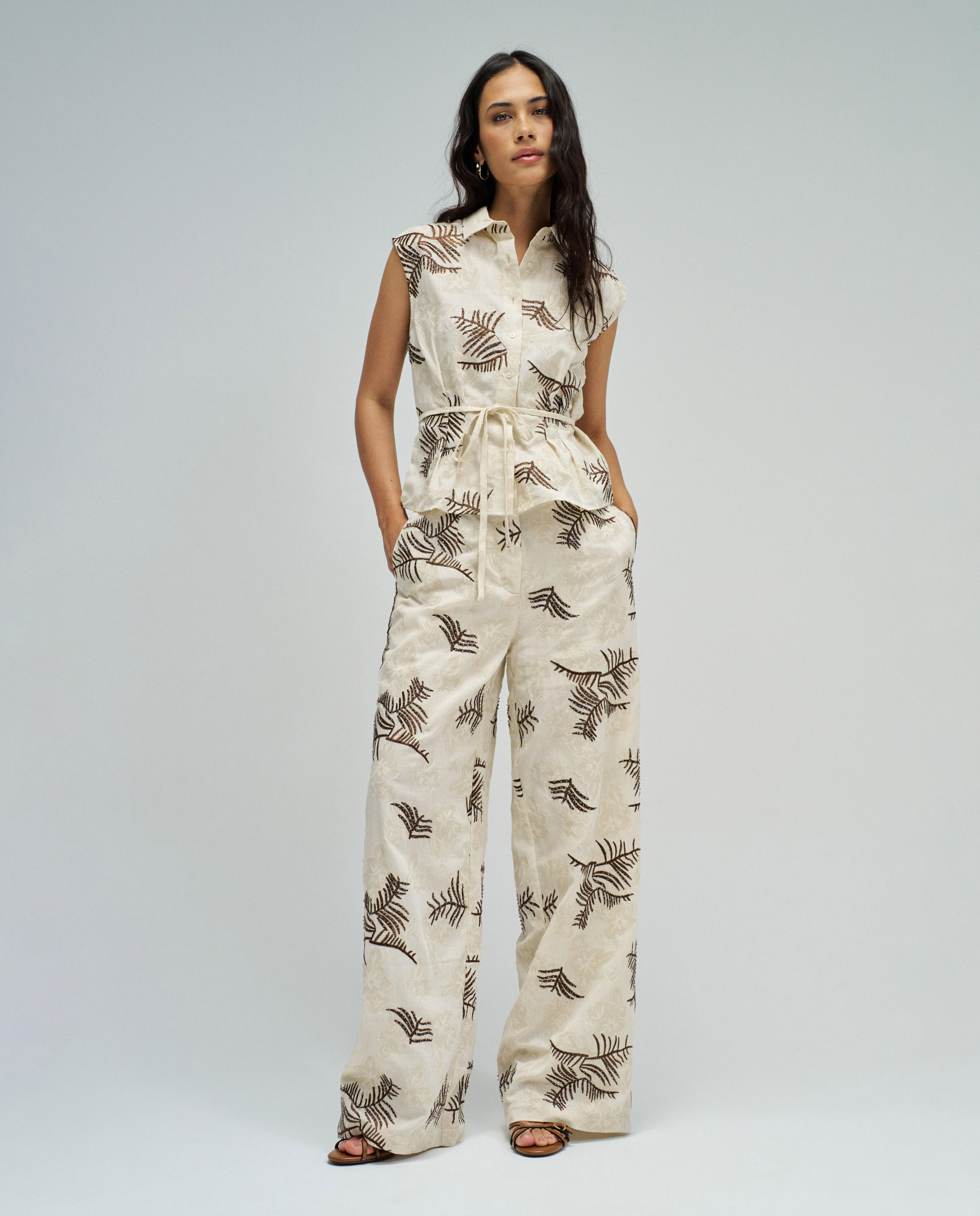 Camisa com Jacquard Branco-5